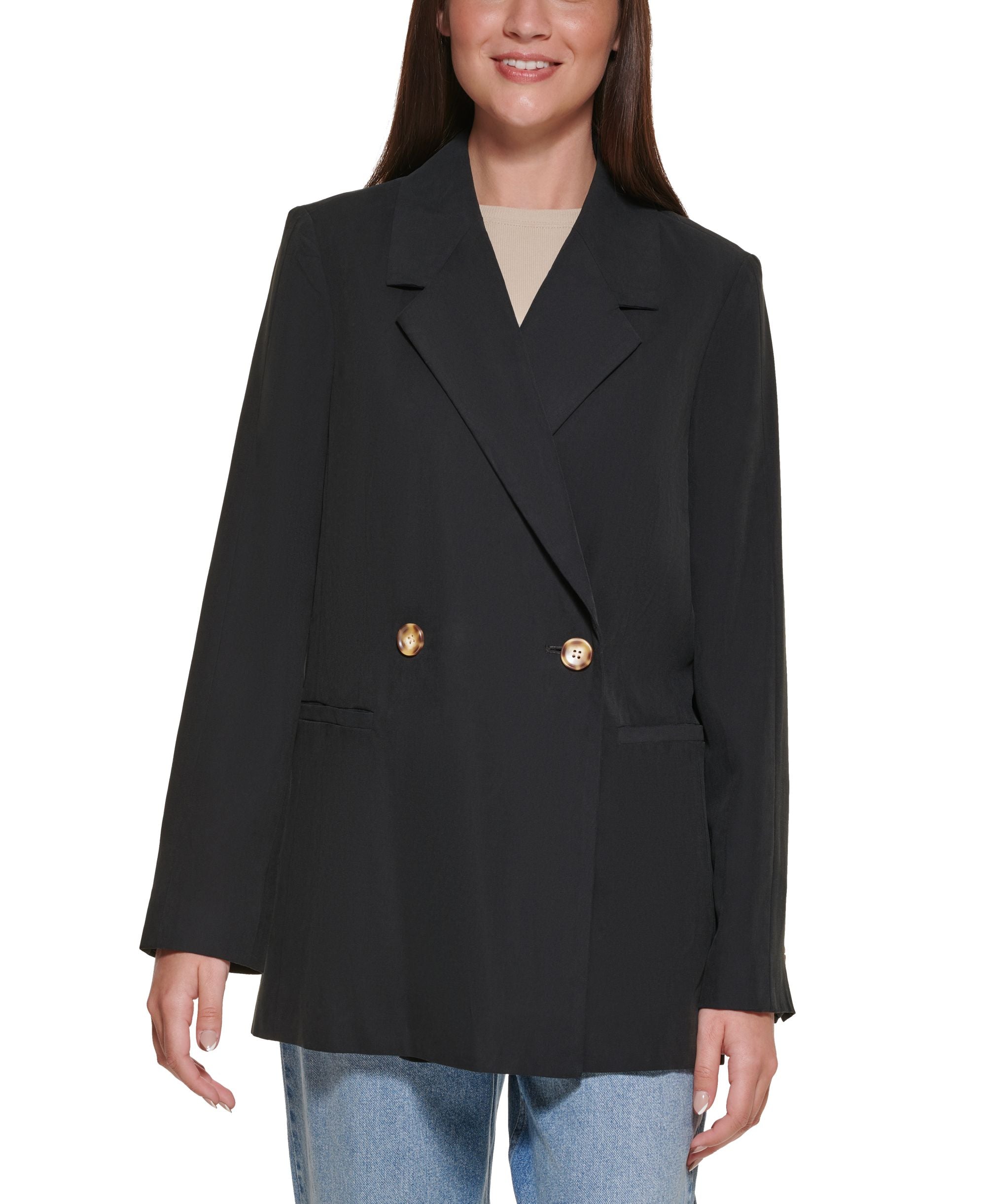 DKNY Jeans Womens Double Breasted Jacket