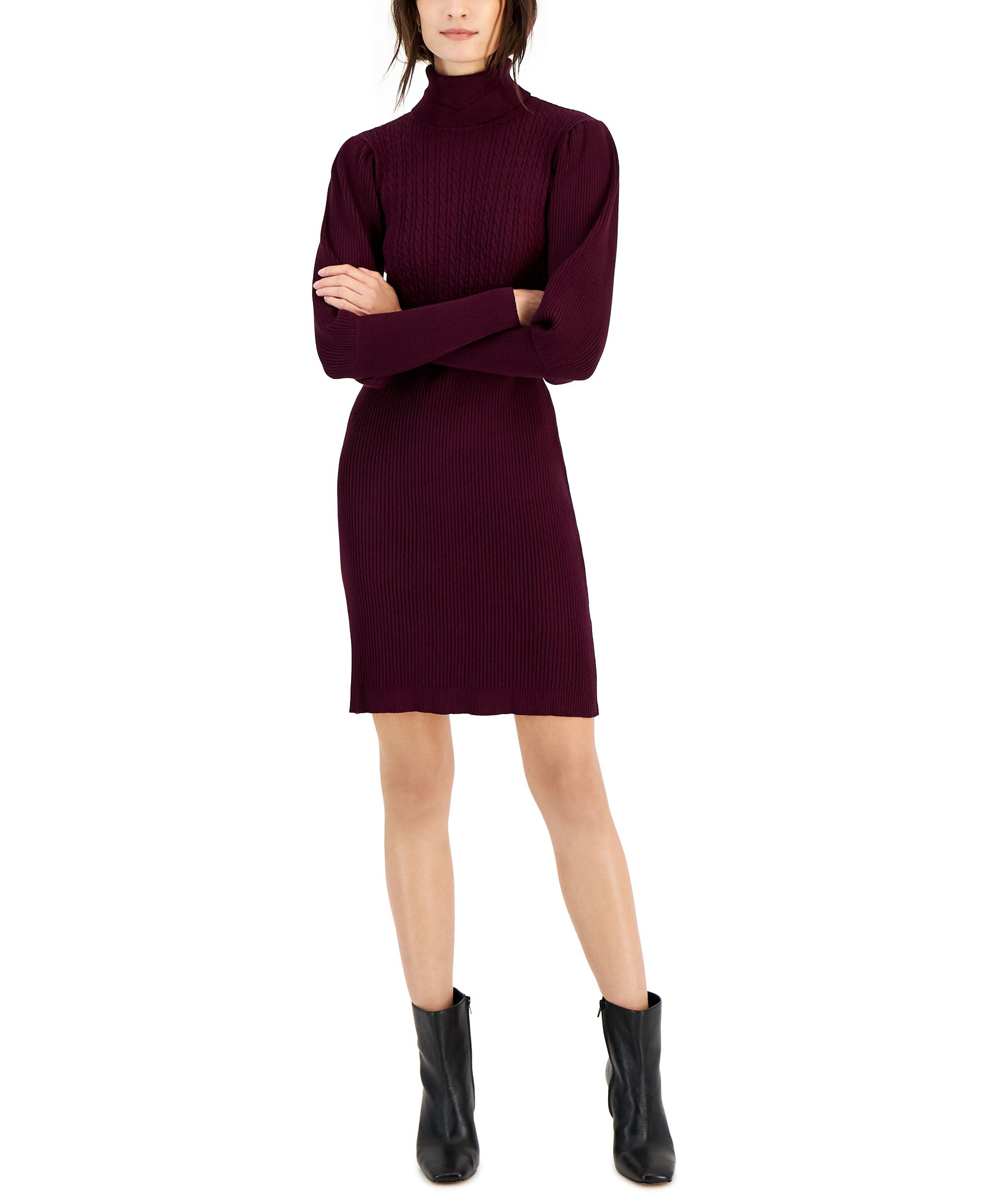 Taylor Womens Mock Neck Long Sleeve Sweater Dress