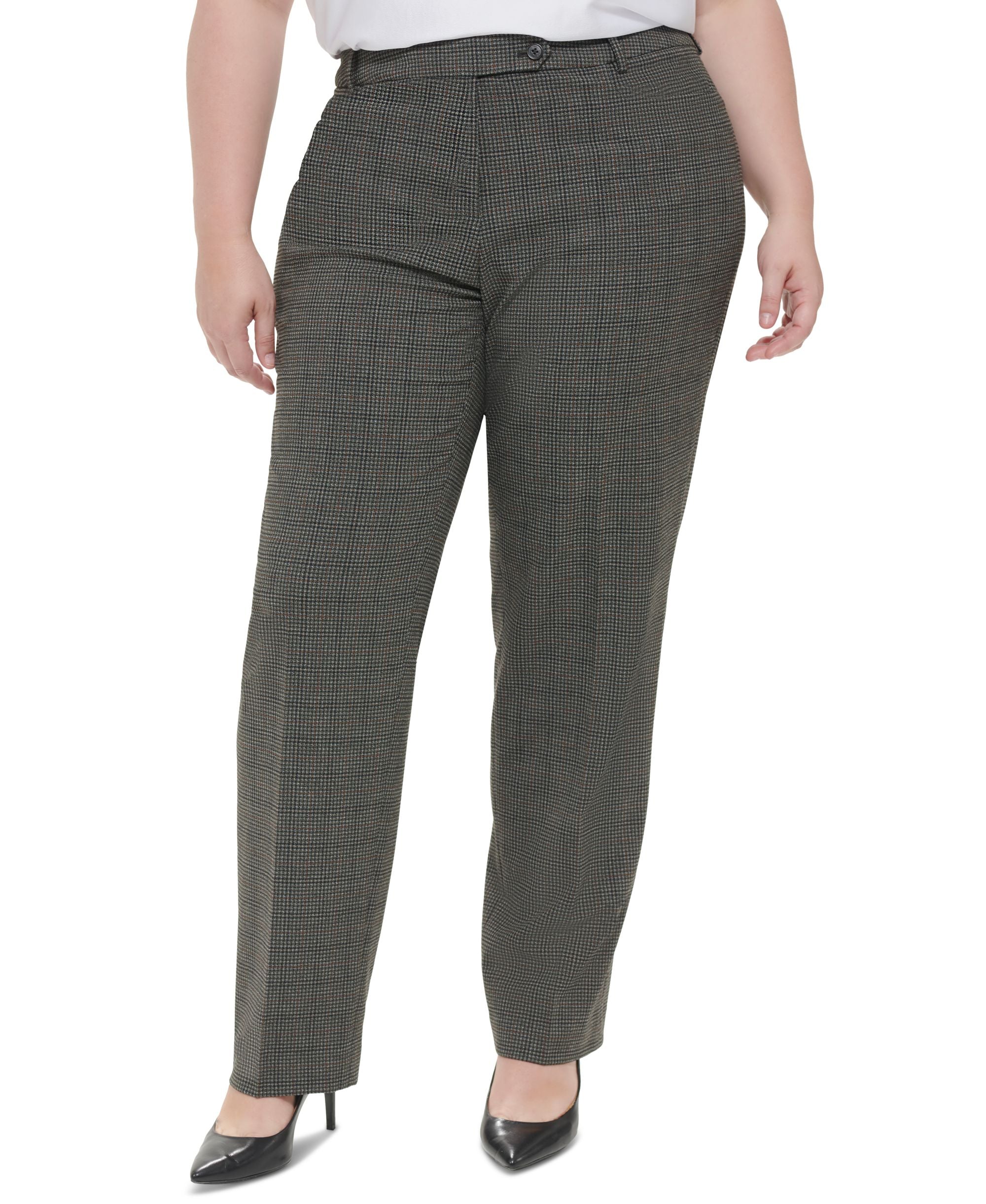 Calvin Klein Plus Size Modern Fit Plaid Trouser Pants