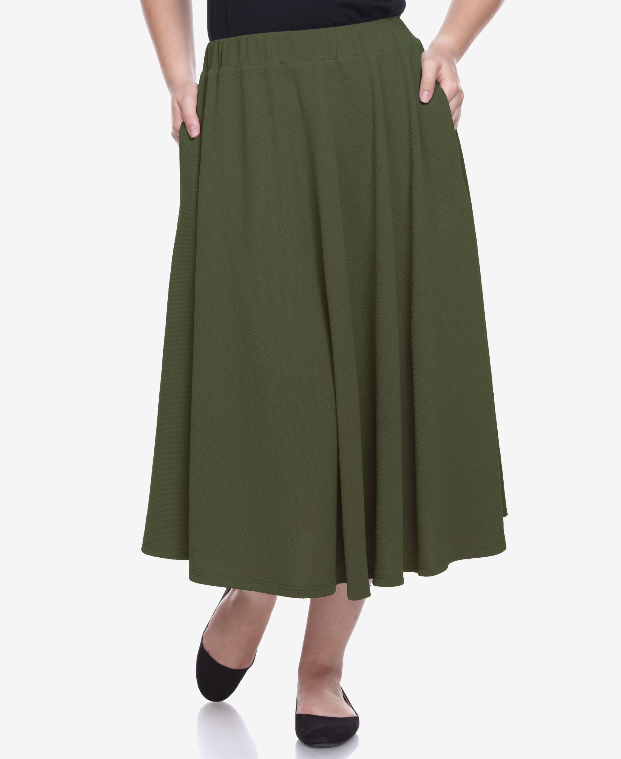 Plus Size Flared Midi Skirt