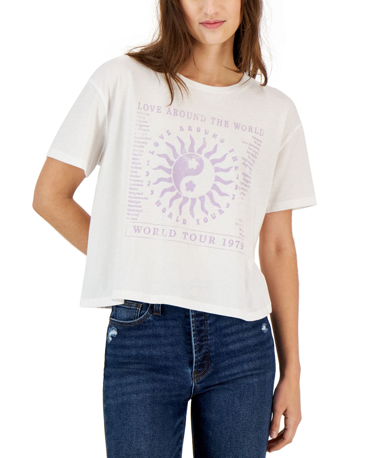 Juniors' Yin Yang Sun Graphic T-Shirt