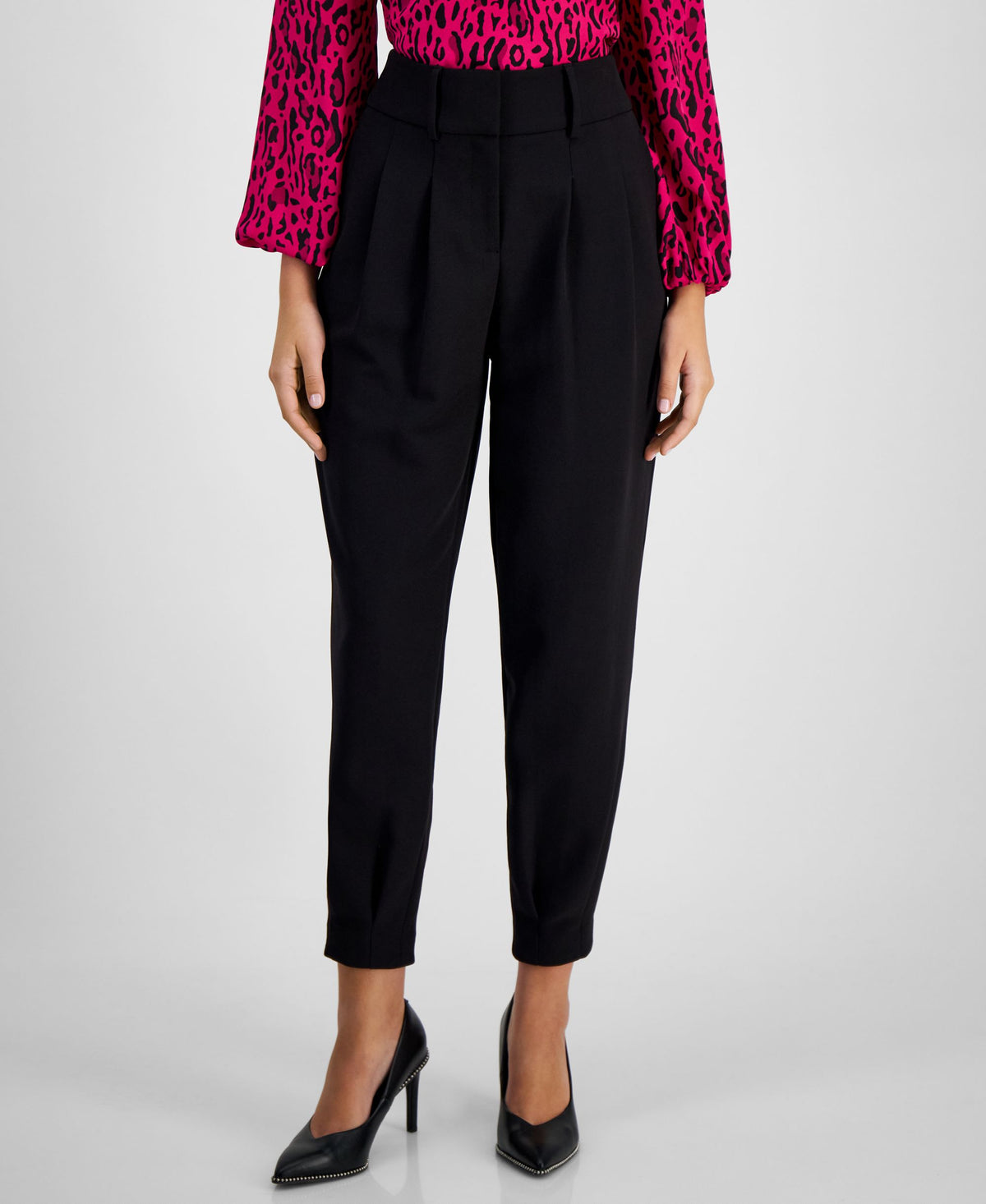 Women's Pleat-Front Mid-Rise Ankle Pants
