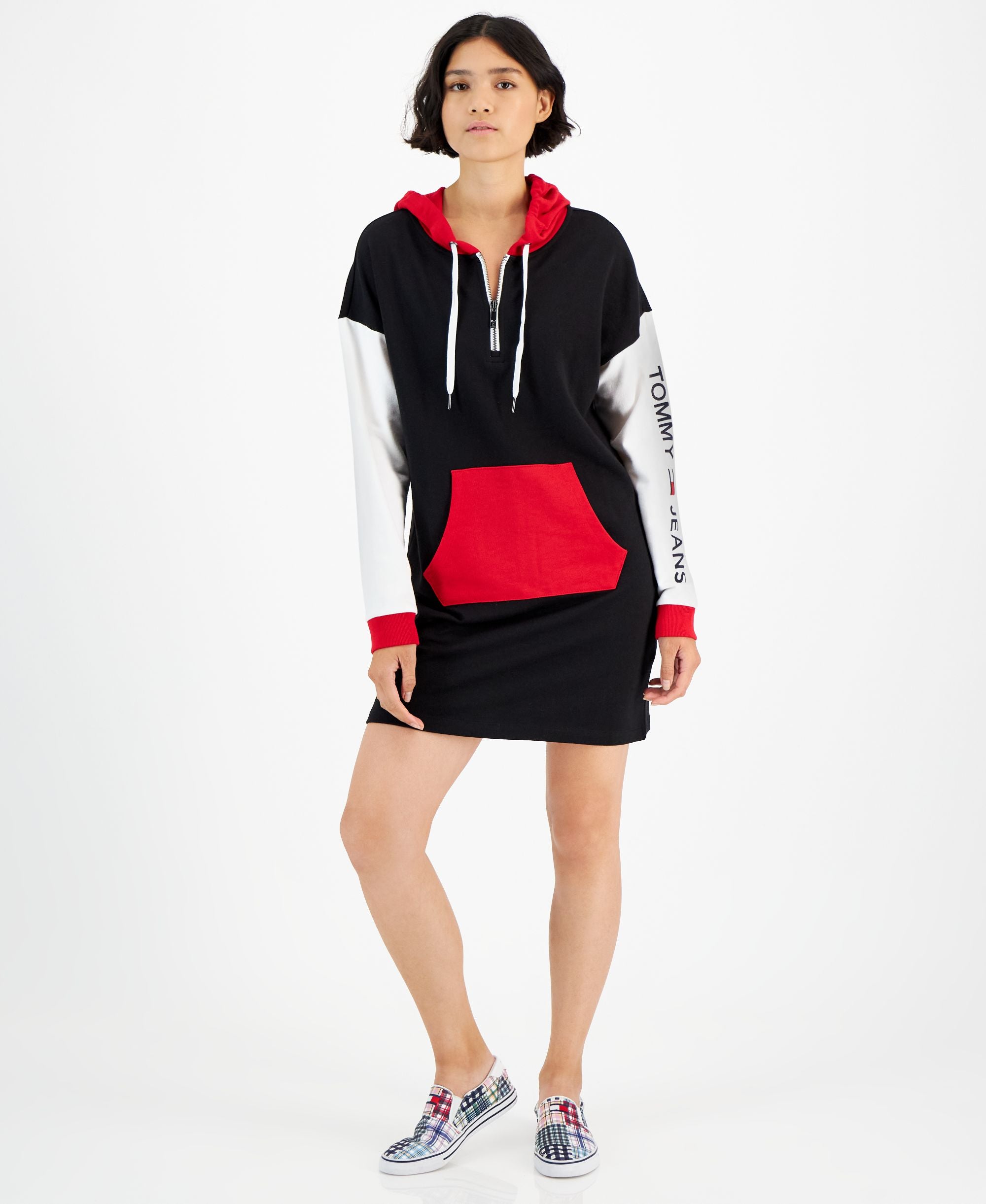 Women's Colorblocked Dropped-Shoulder Hoodie Dress