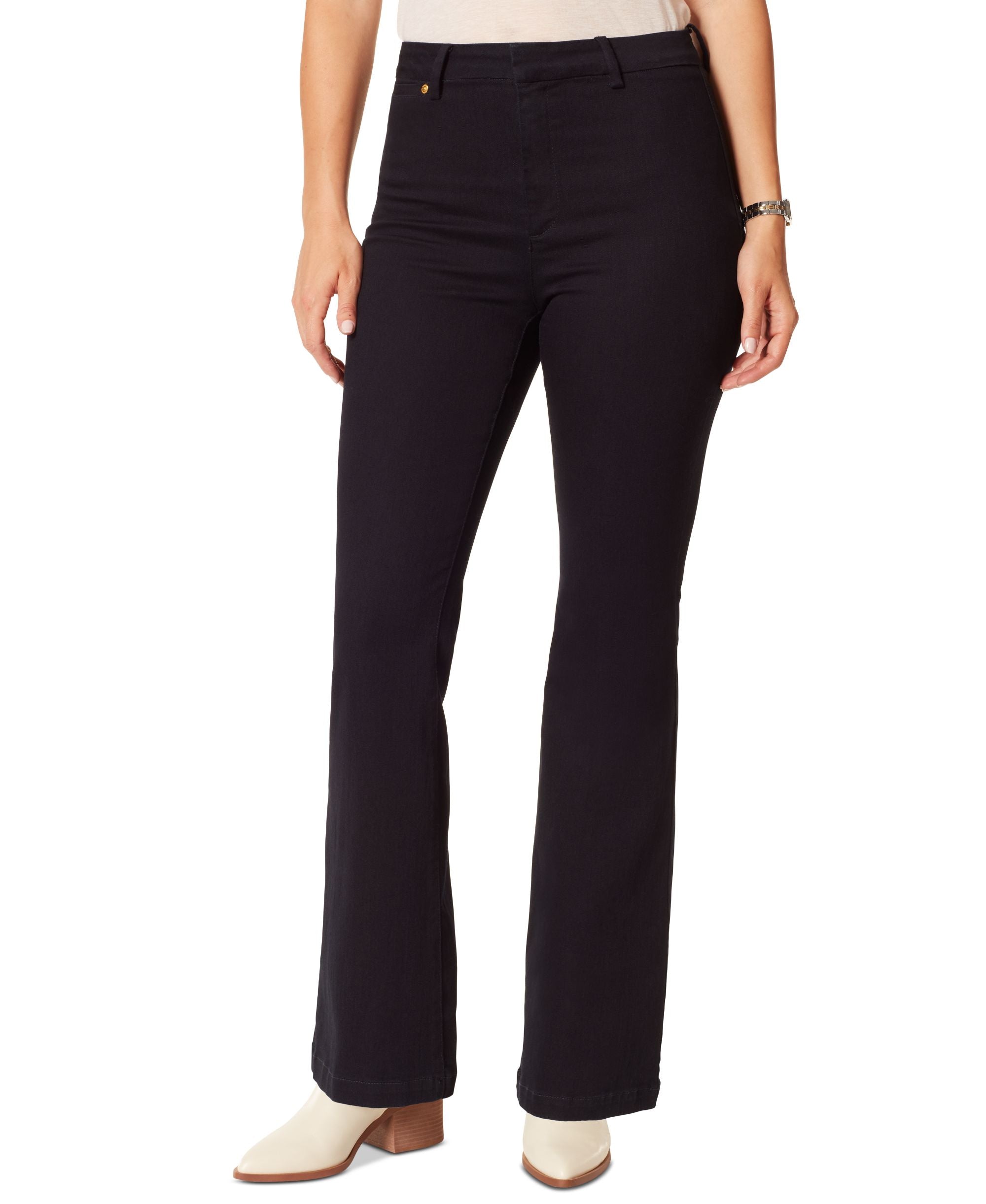 Anne Klein Jeans Womens High Rise Flare Leg Pants