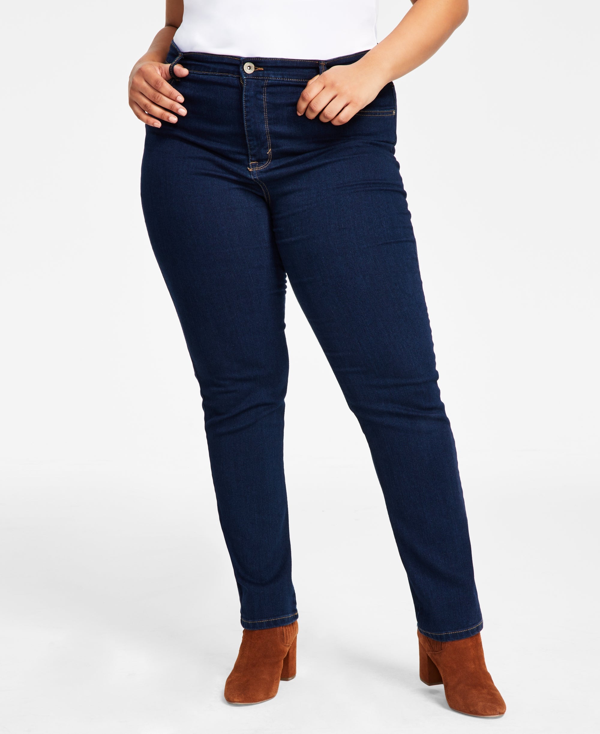 Plus Size High-Rise Straight Jeans