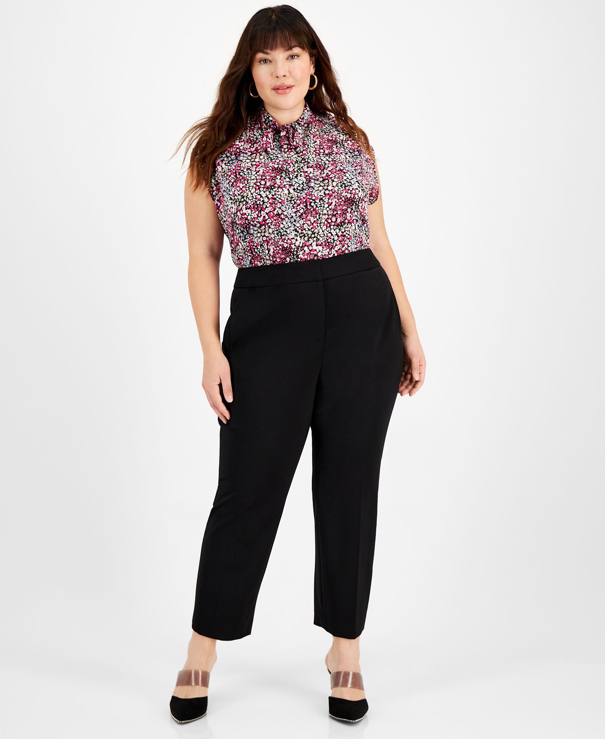 Plus Size Compression Straight-Leg Ankle Pants