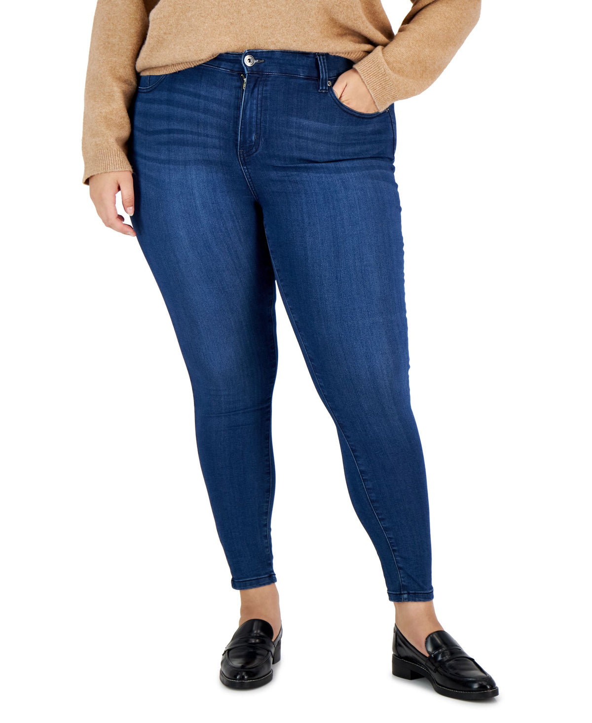 Trendy Plus Size Mid Rise Infinite Stretch Dawson Super-Skinny Jeans