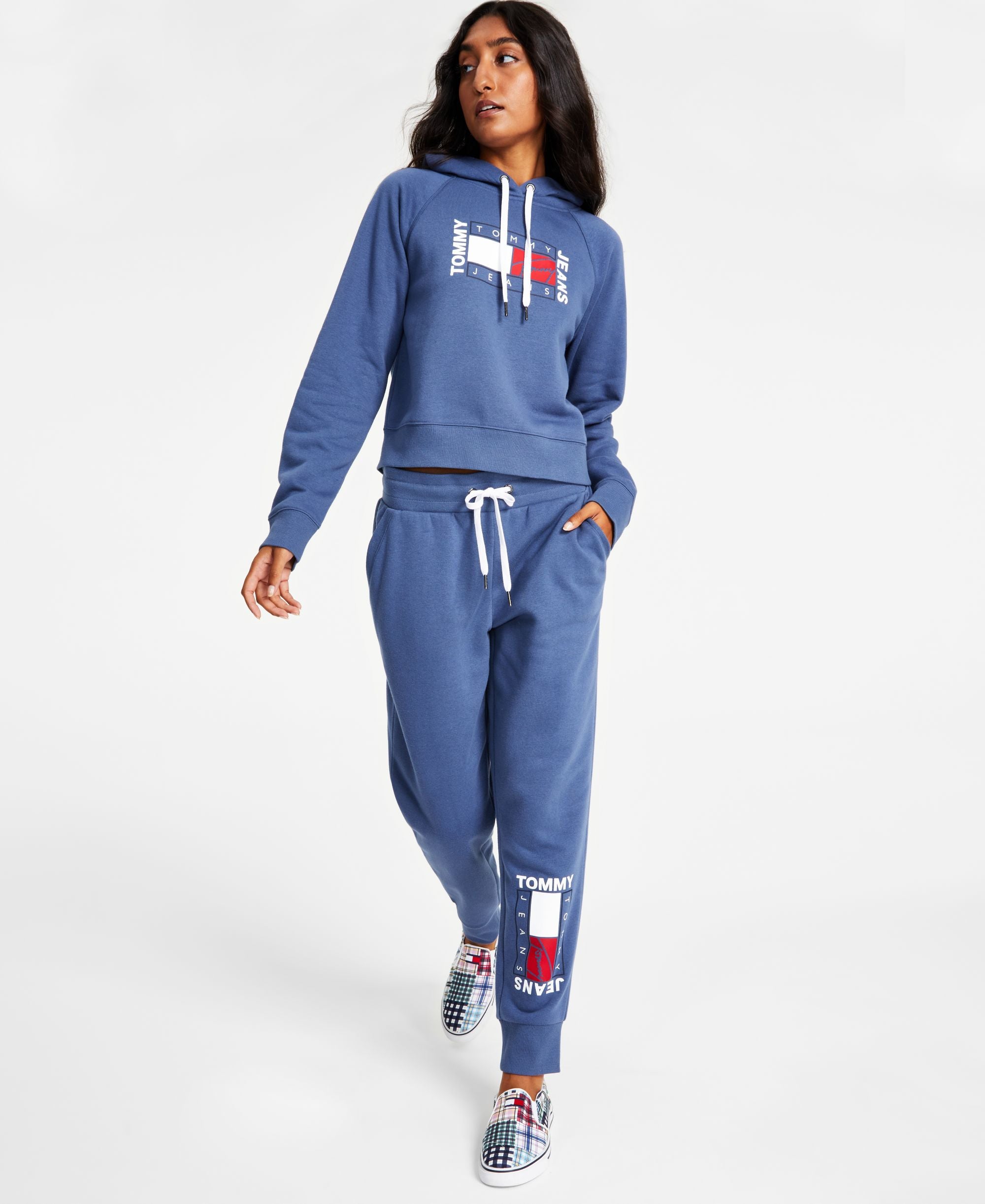 Women's Fleece Flag-Logo Graphic Drawstring Jogger Pants