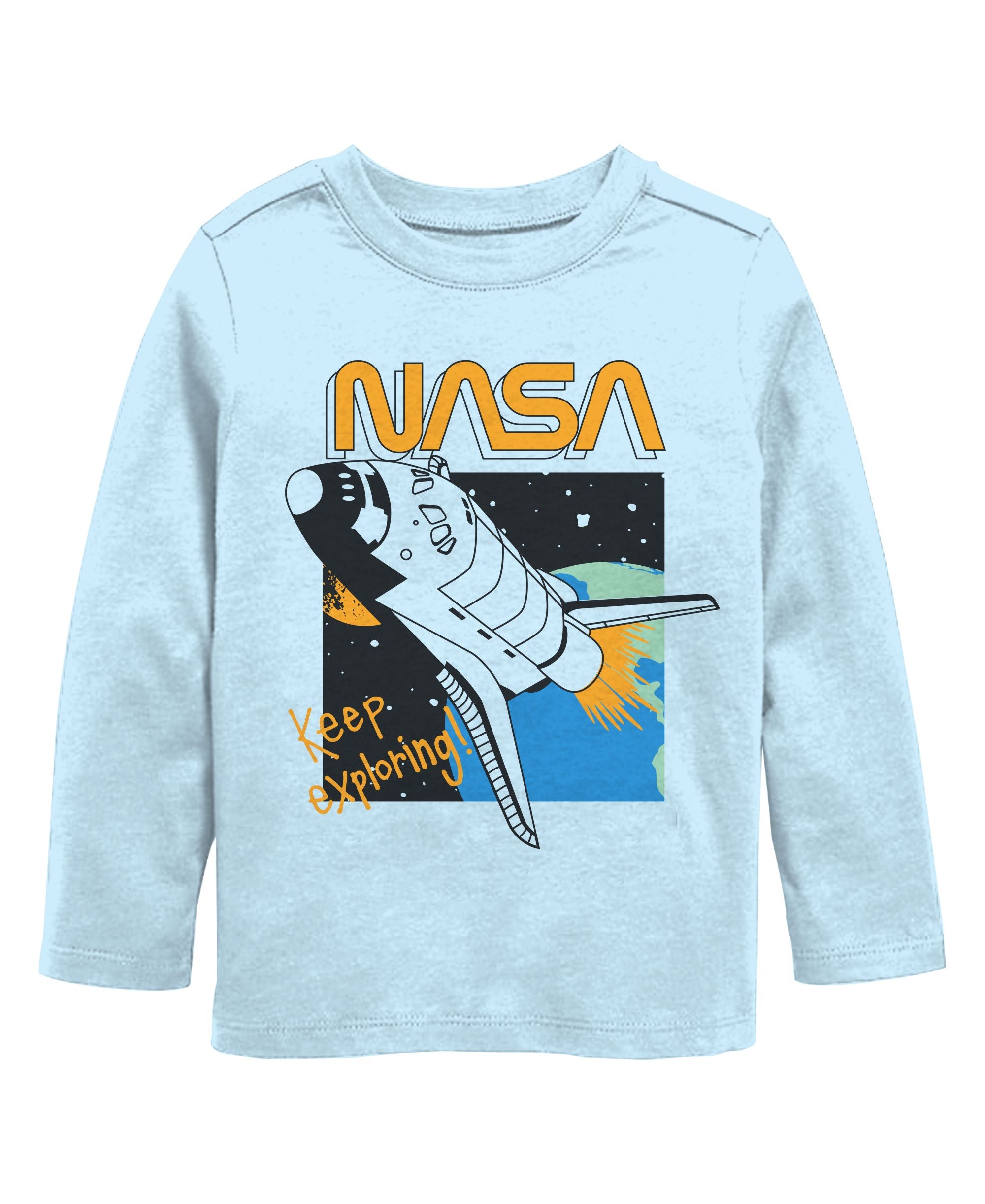 Hybrid Little Boys Nasa Keep Exploring Long Sleeve Graphic T-Shirt