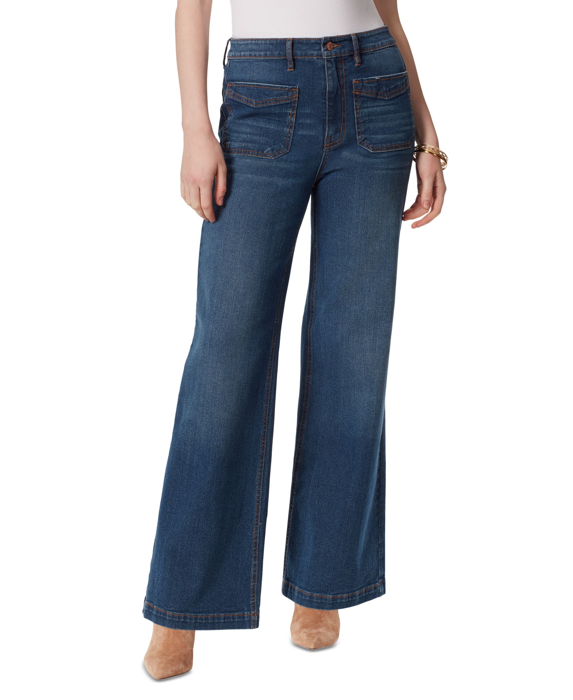 Jessica Simpson Womens Tease High Rise Wide Leg Jeans
