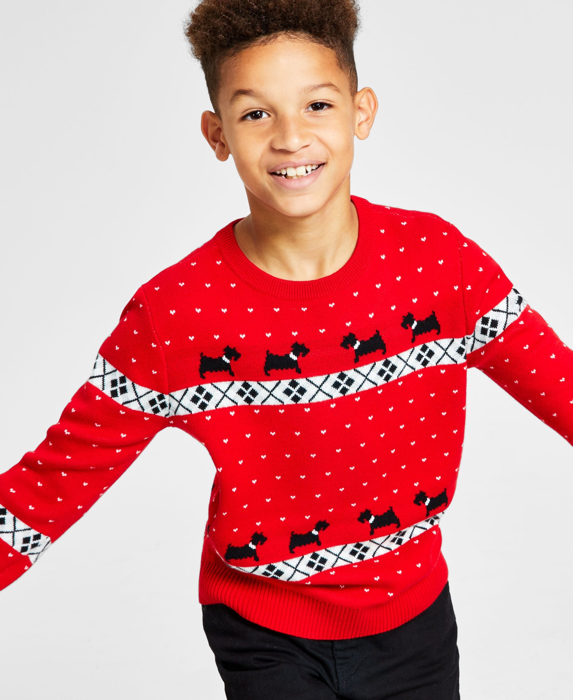 Charter Club Big Boys Walking Scottie Holiday Sweater