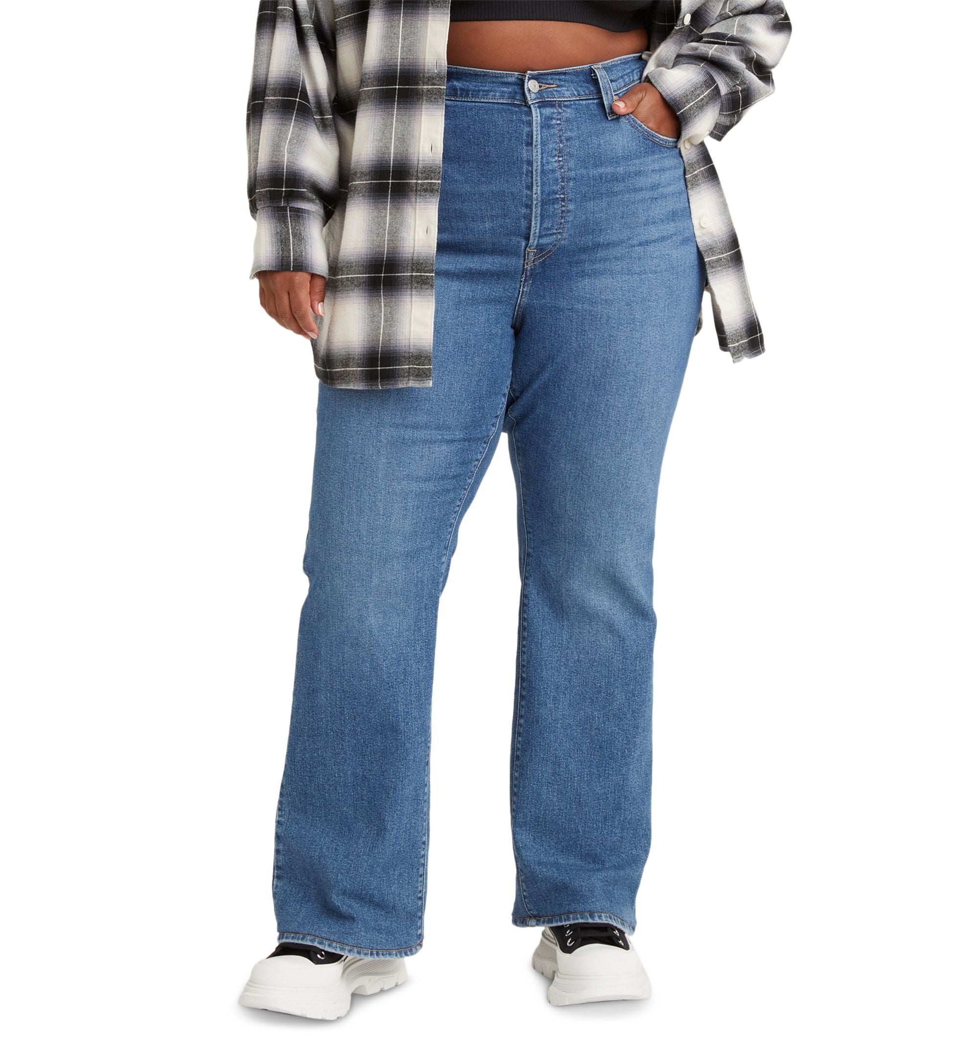 Trendy Plus Size Cotton Ribcage High-Rise Jeans