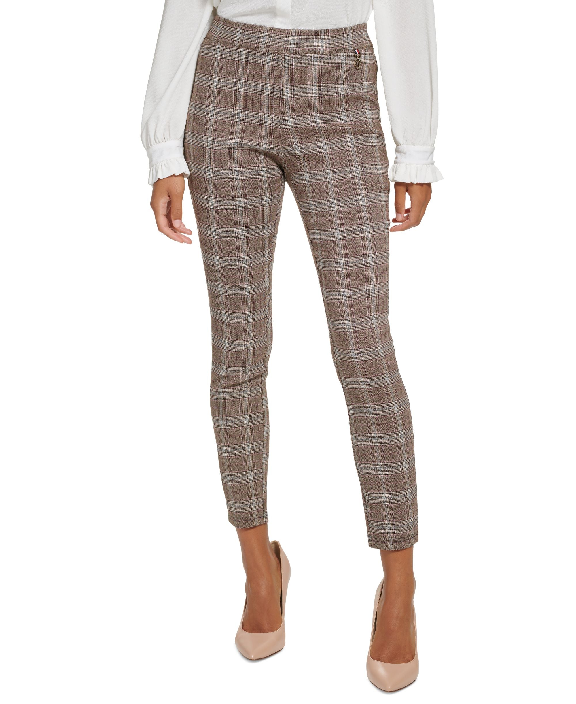 Tommy Hilfiger Pull On Skinny Leg Plaid Pant