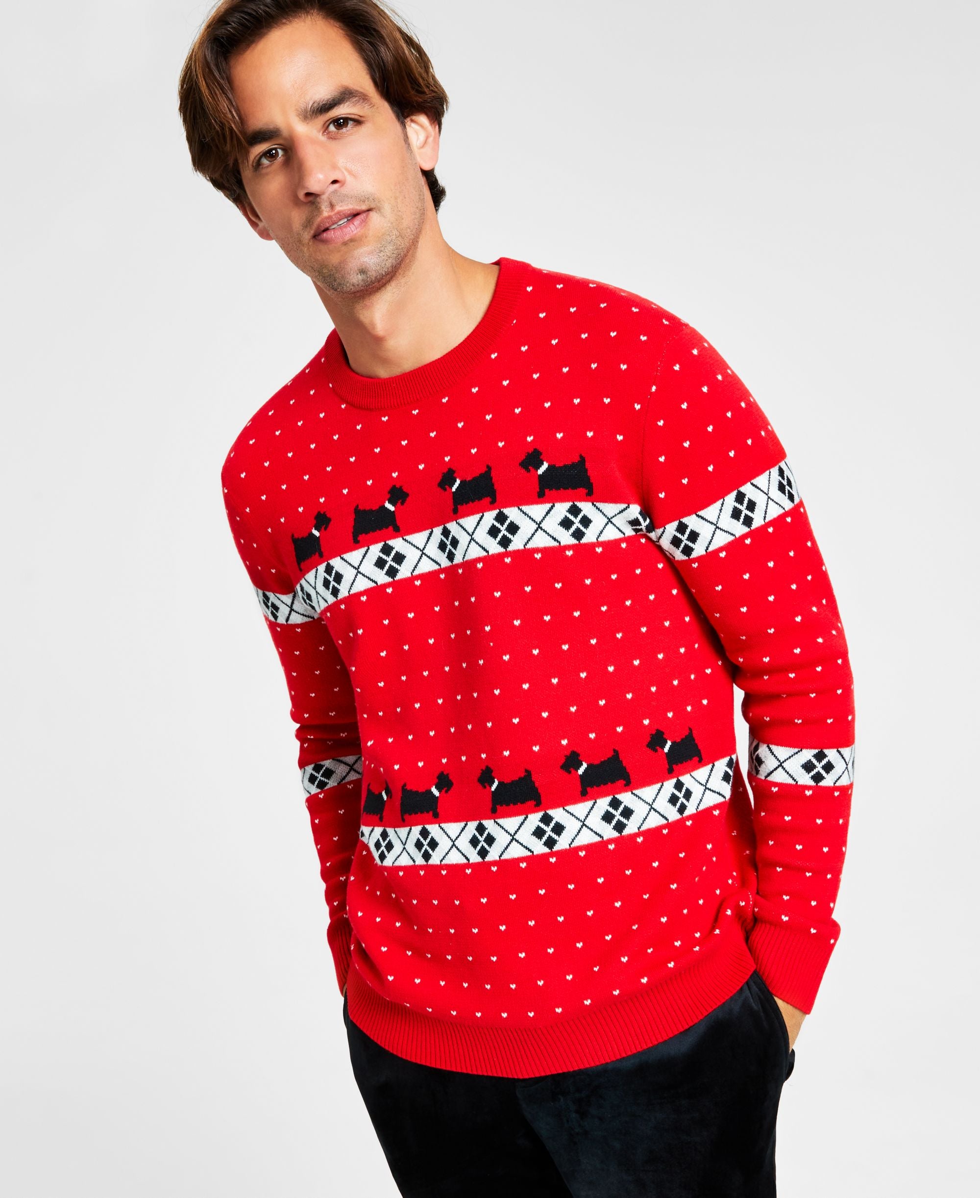Charter Club Mens Walking Scottie Holiday Sweater