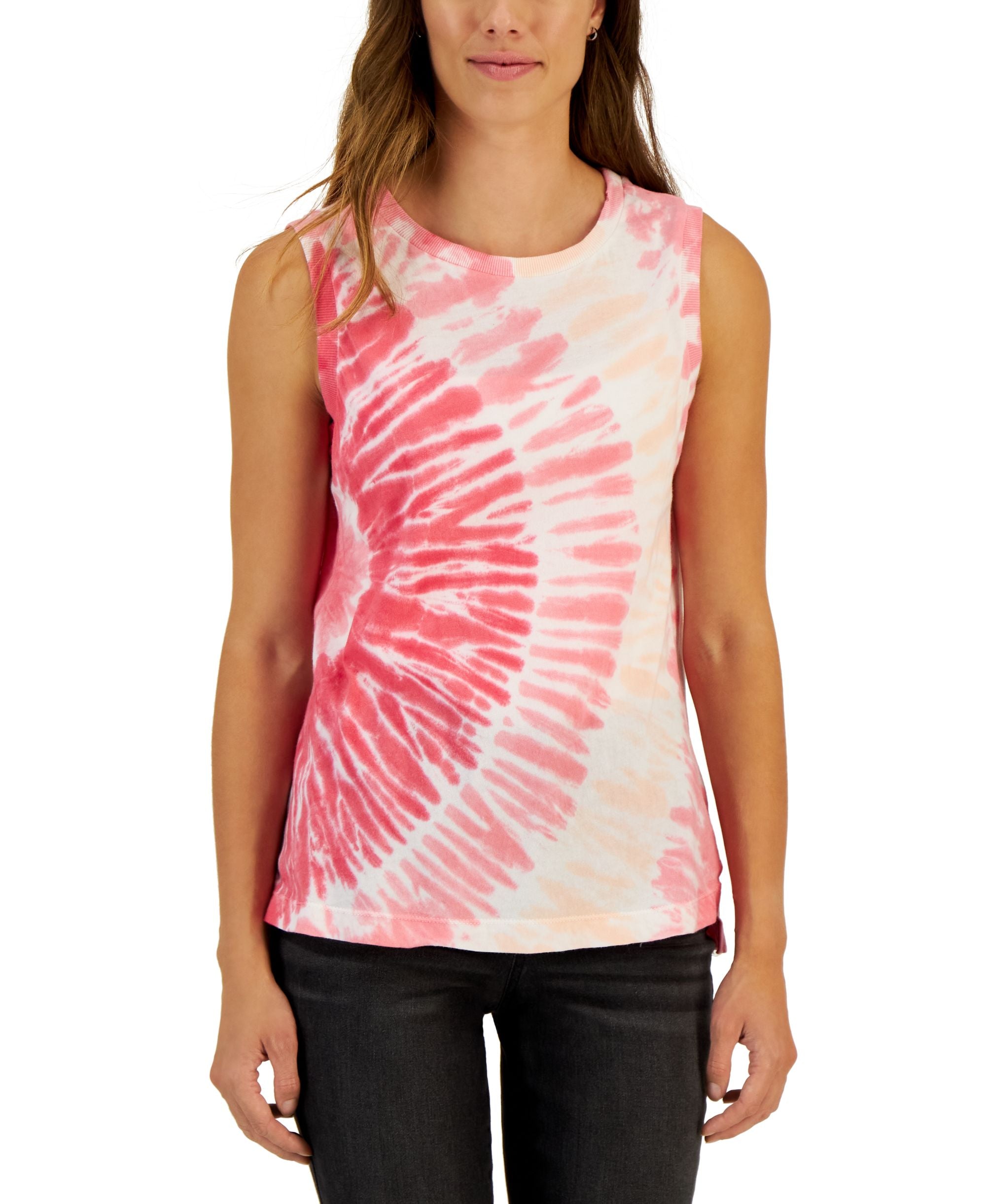Style & Co Womens Printed Crewneck Muscle Tank Top