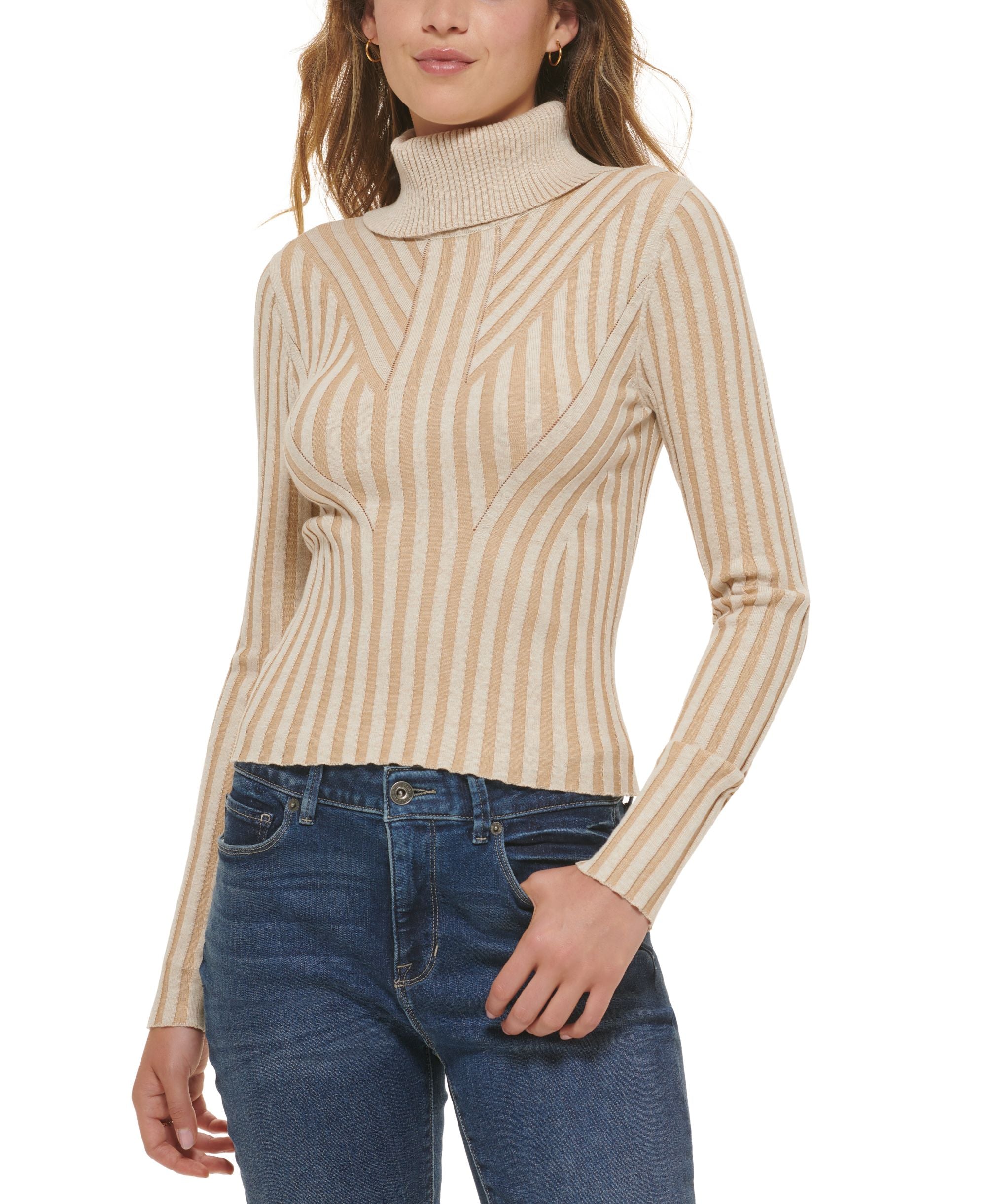 Women's Printed Turtleneck Long-Sleeve Sweater