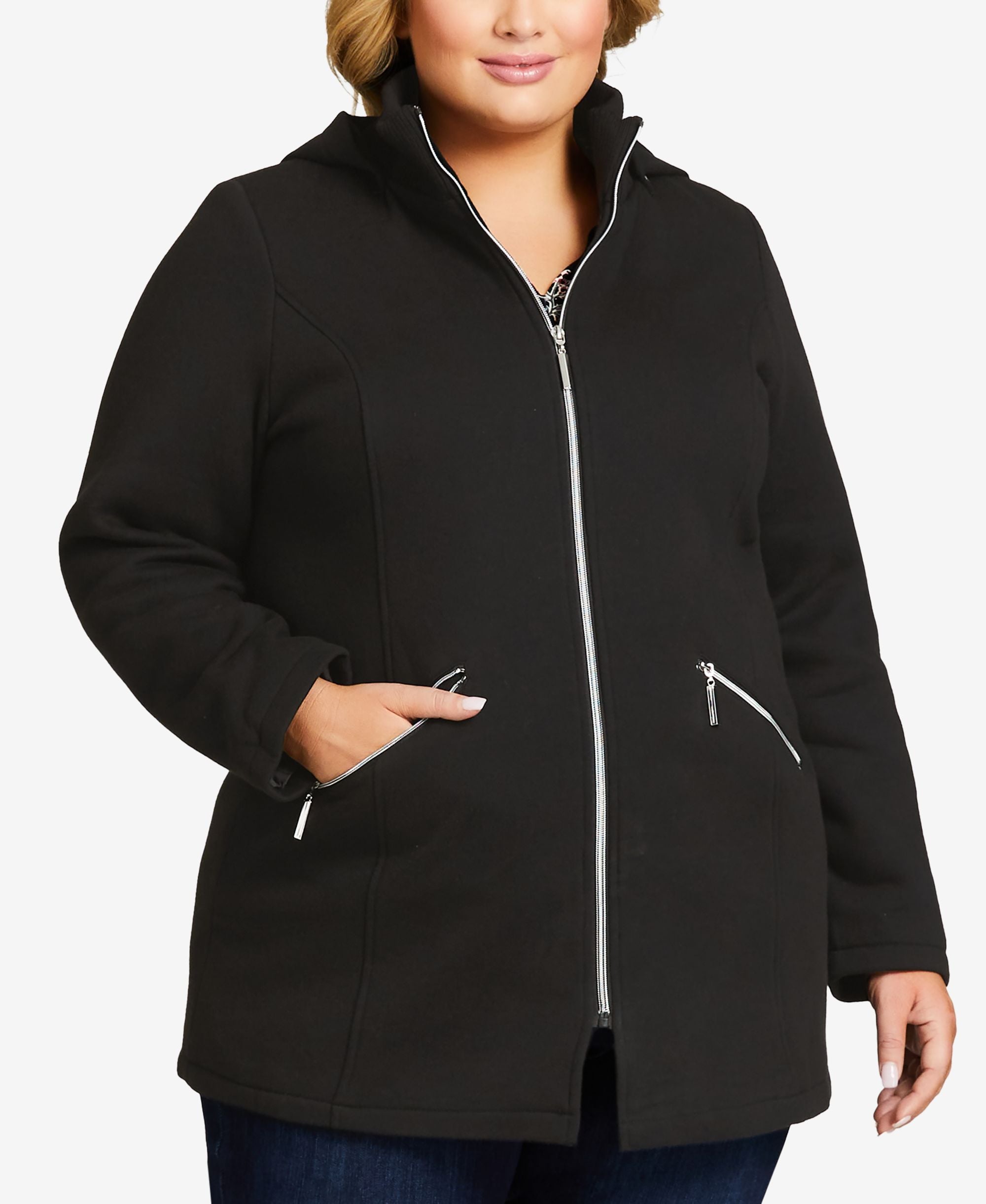 Plus Size Hooded Fleece Jacket