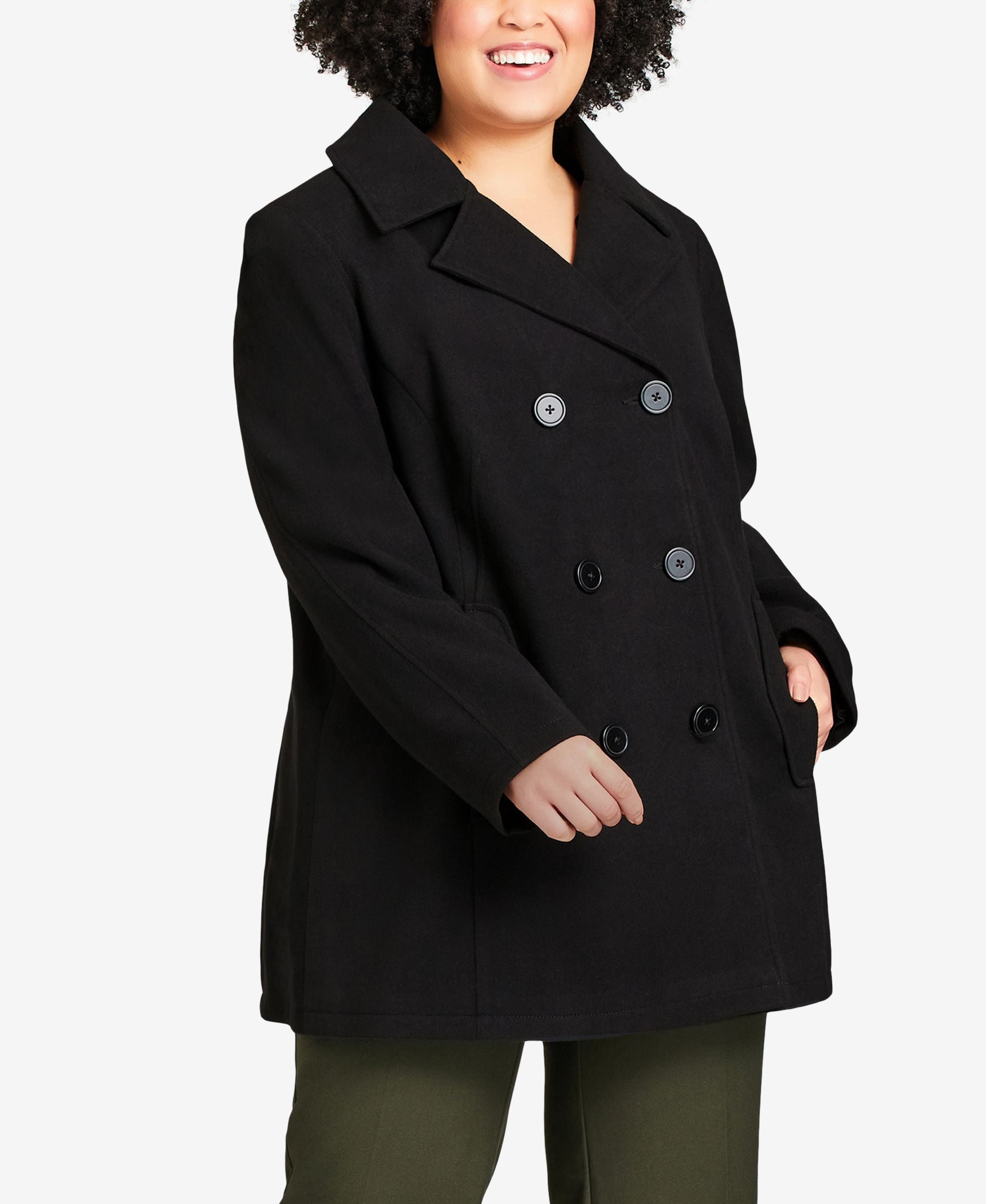 Plus Size Faux Wool Peacoat