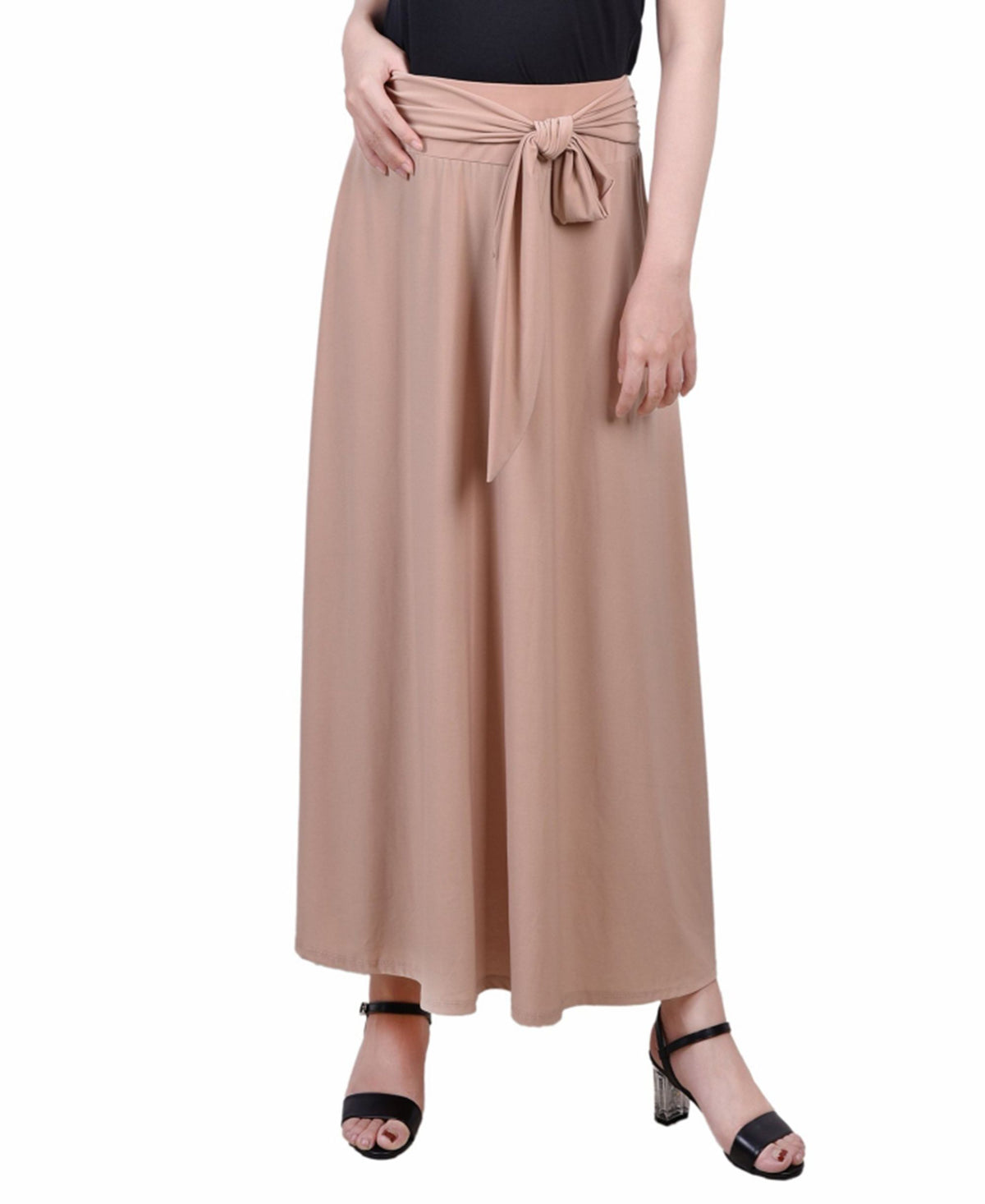NY Collection Petite Maxi Skirt With Sash Waist Tie