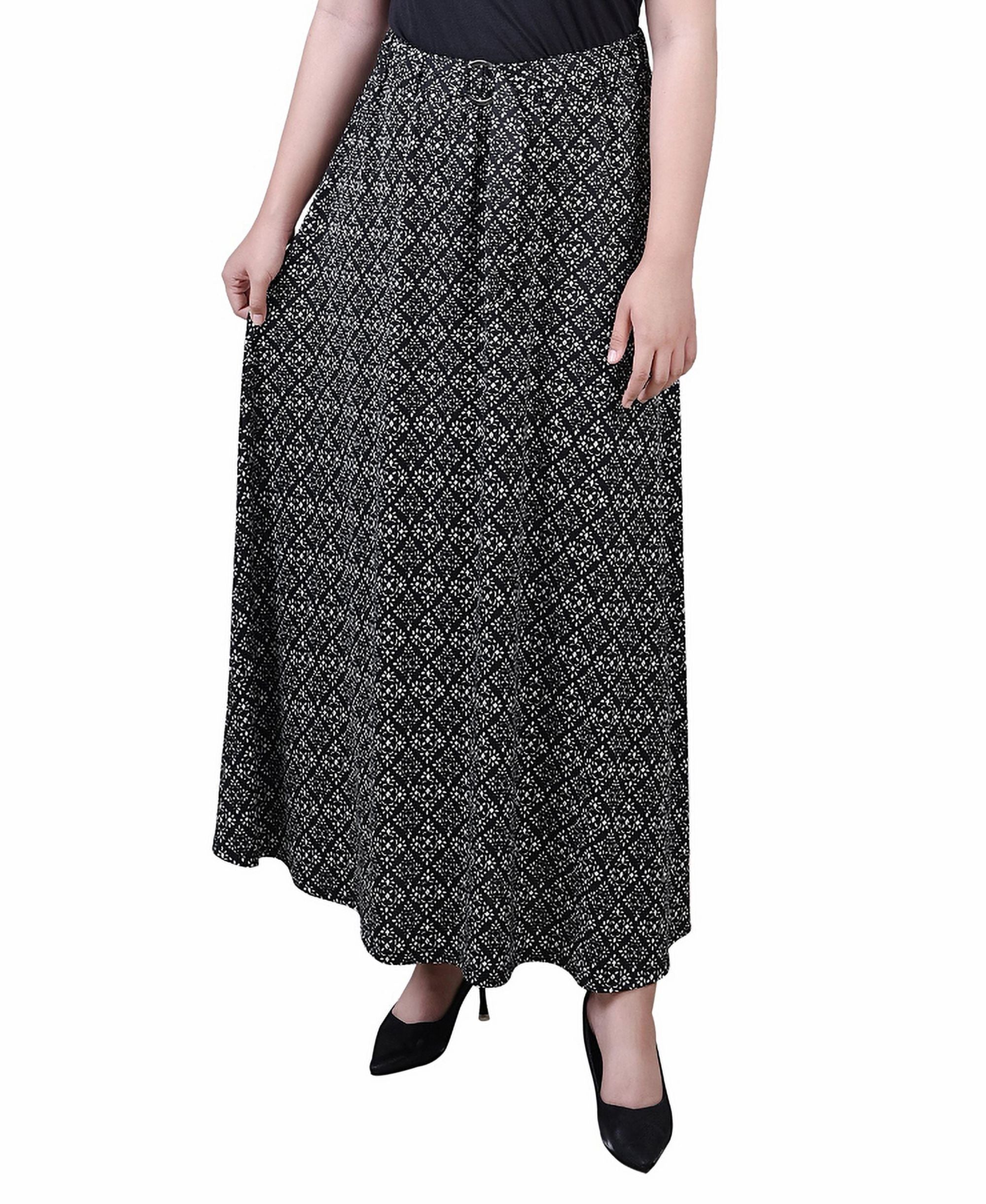 Petite Printed Belted Maxi Skirt