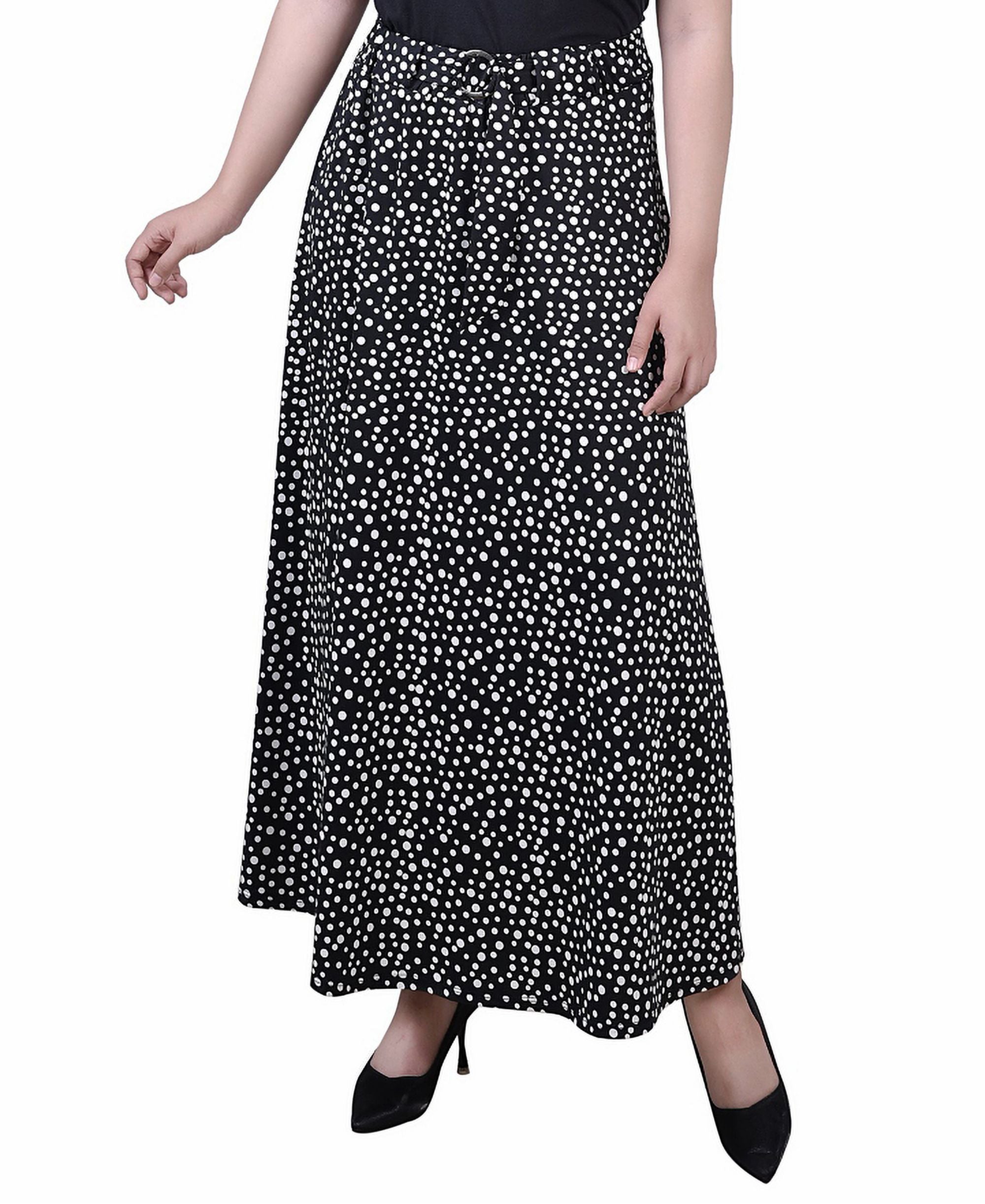 Petite Printed Belted Maxi Skirt