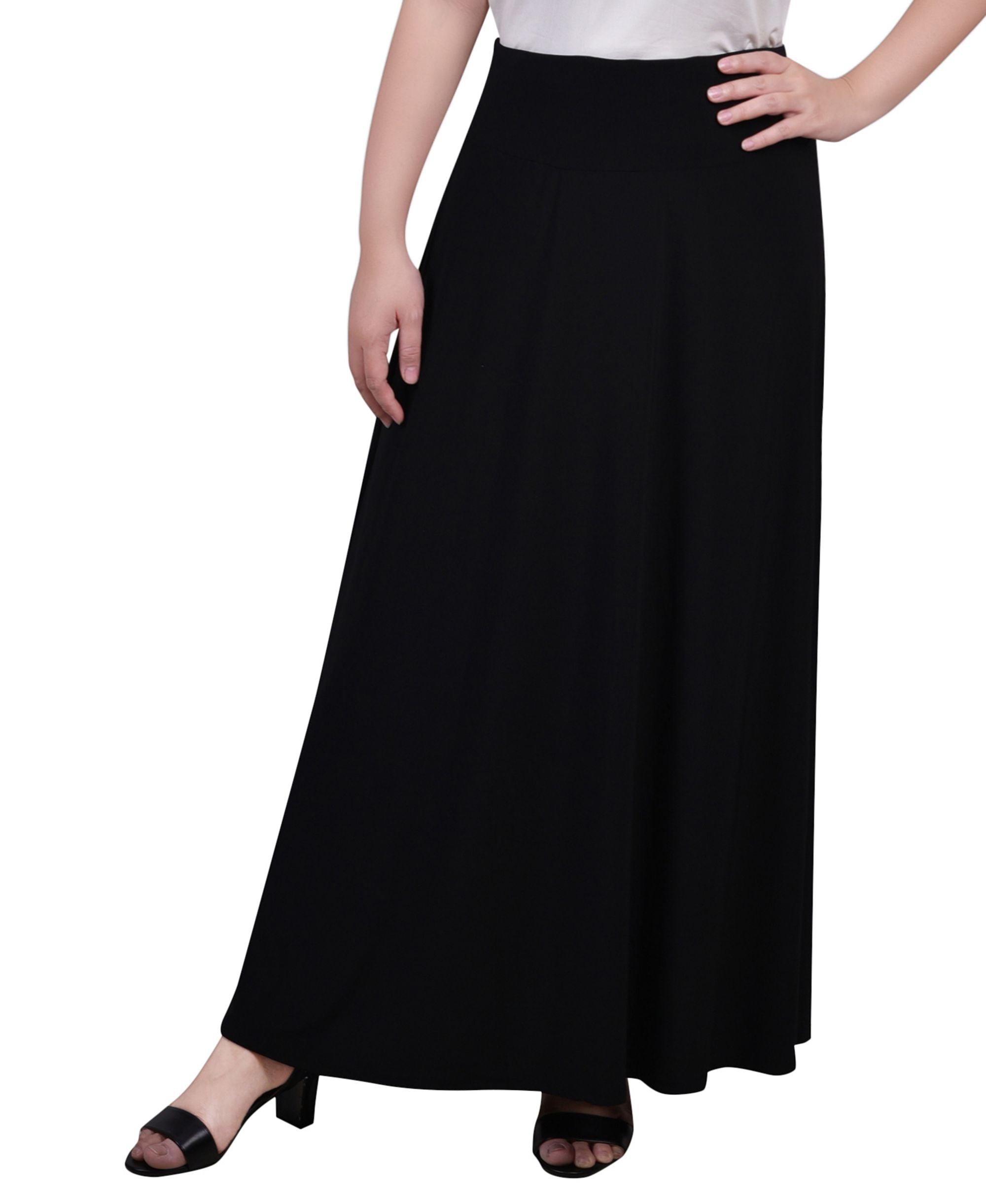 NY Collection Petite Ring Faux Belt A Line Maxi Skirt