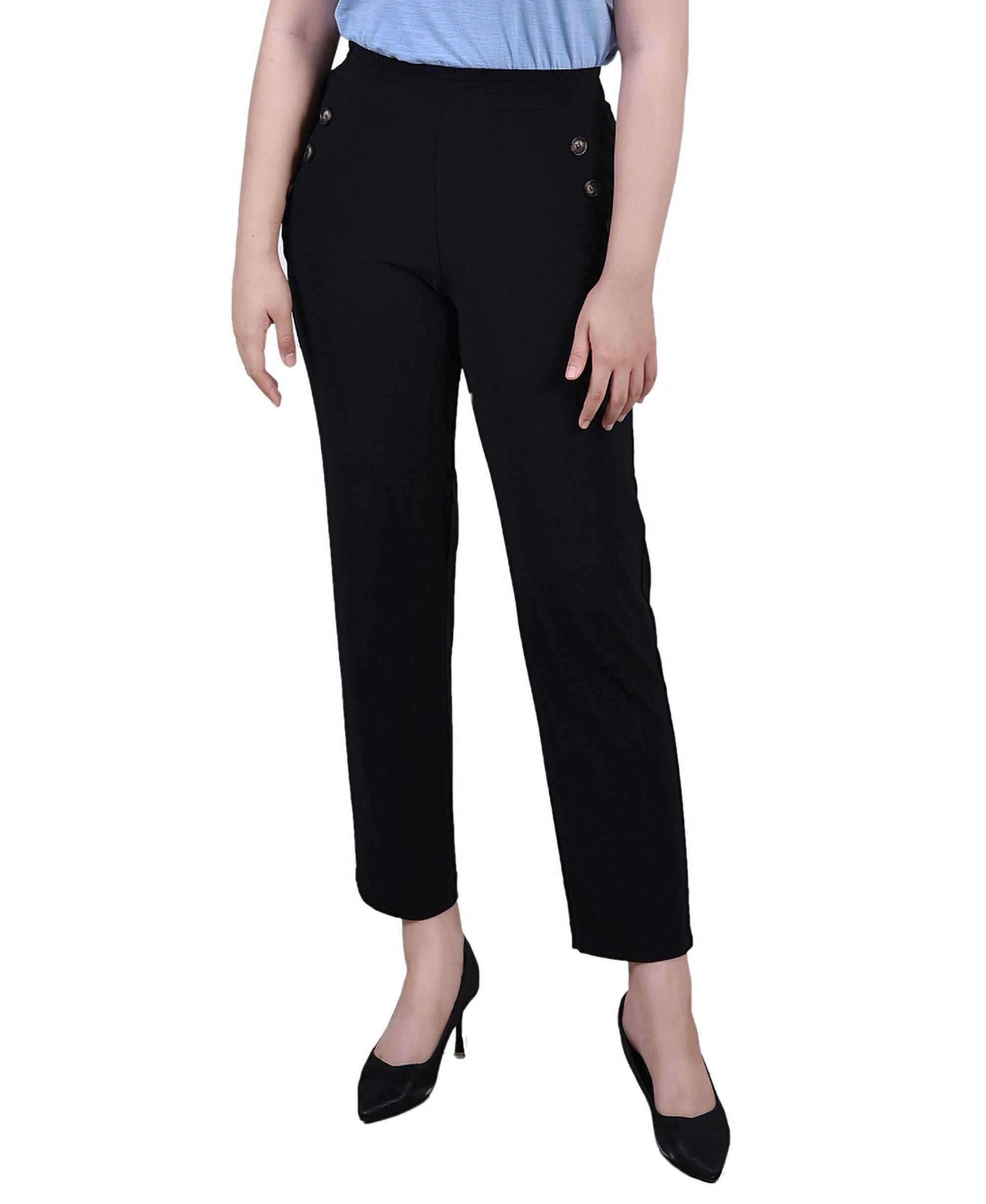 NY Collection Petite Wide Waist Pull On Pants