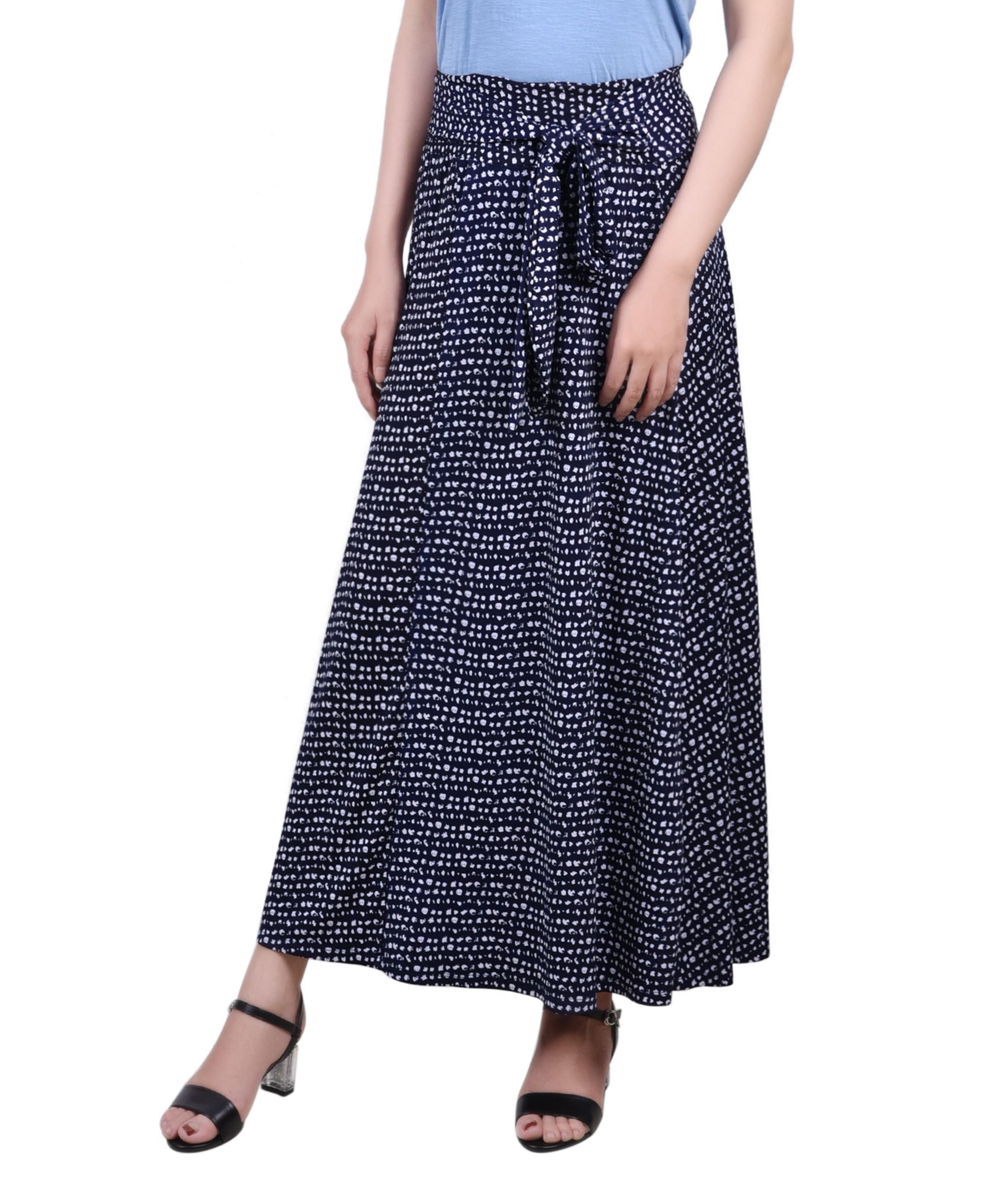 Petite Printed Maxi Skirt with Sash Waist Tie