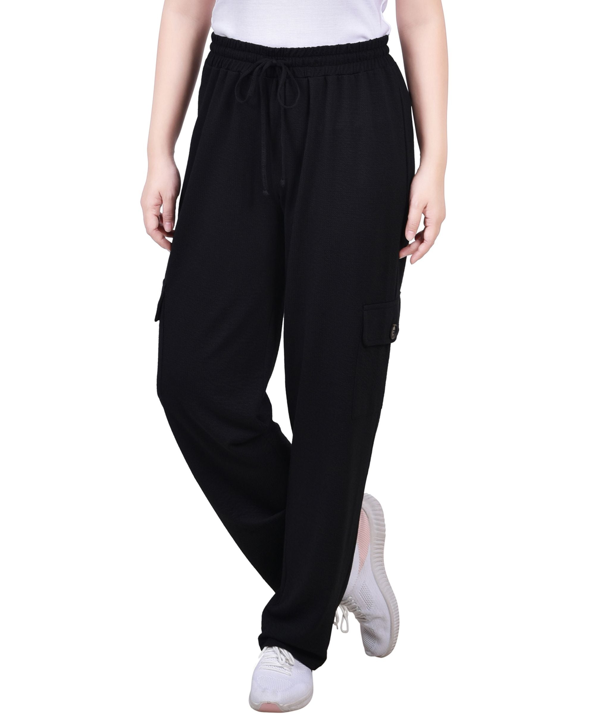 Petite Knit Pull On Gauze Cargo Pants