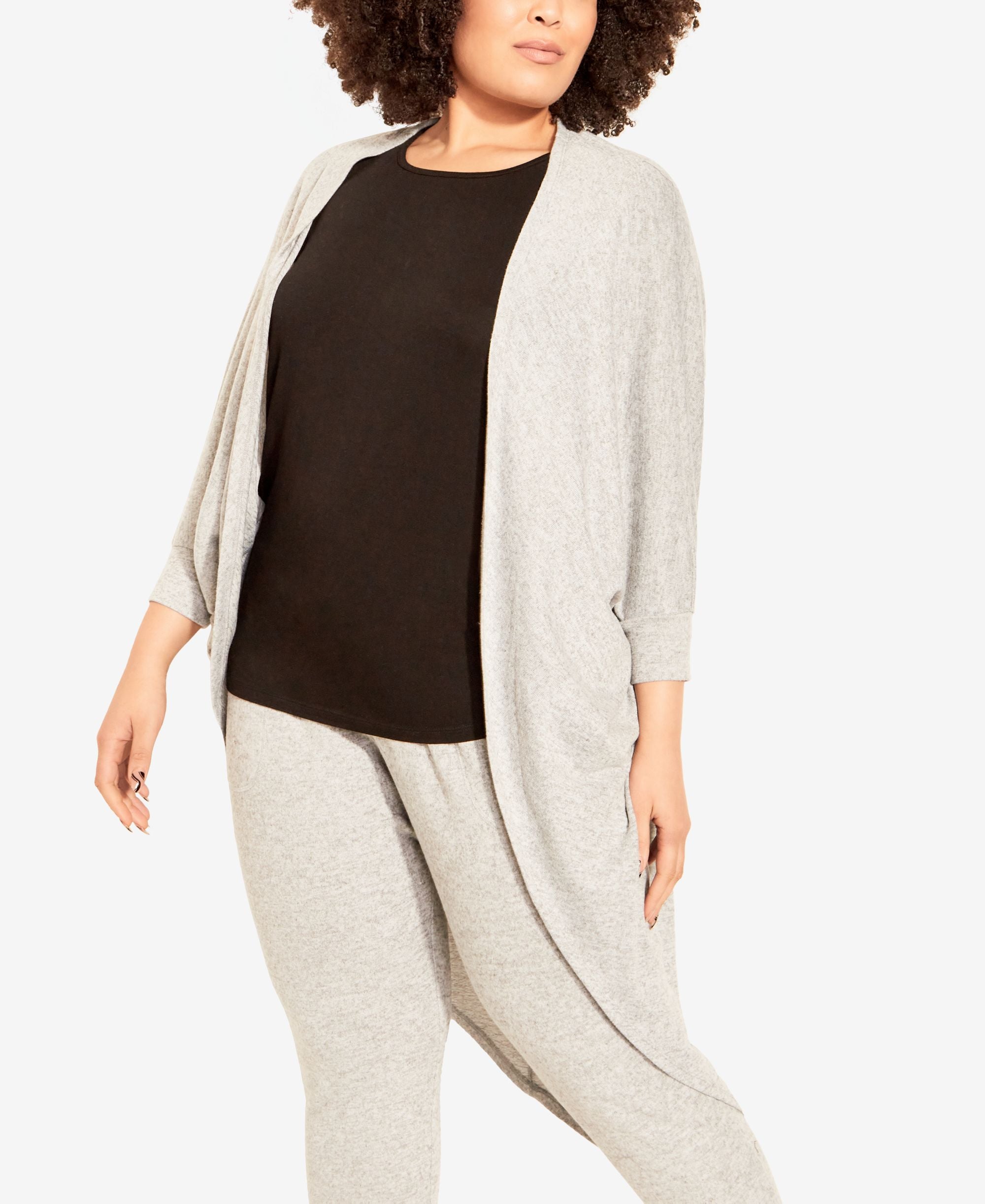 Plus Size Super Soft 3/4 Sleeve Cardigan Sweater