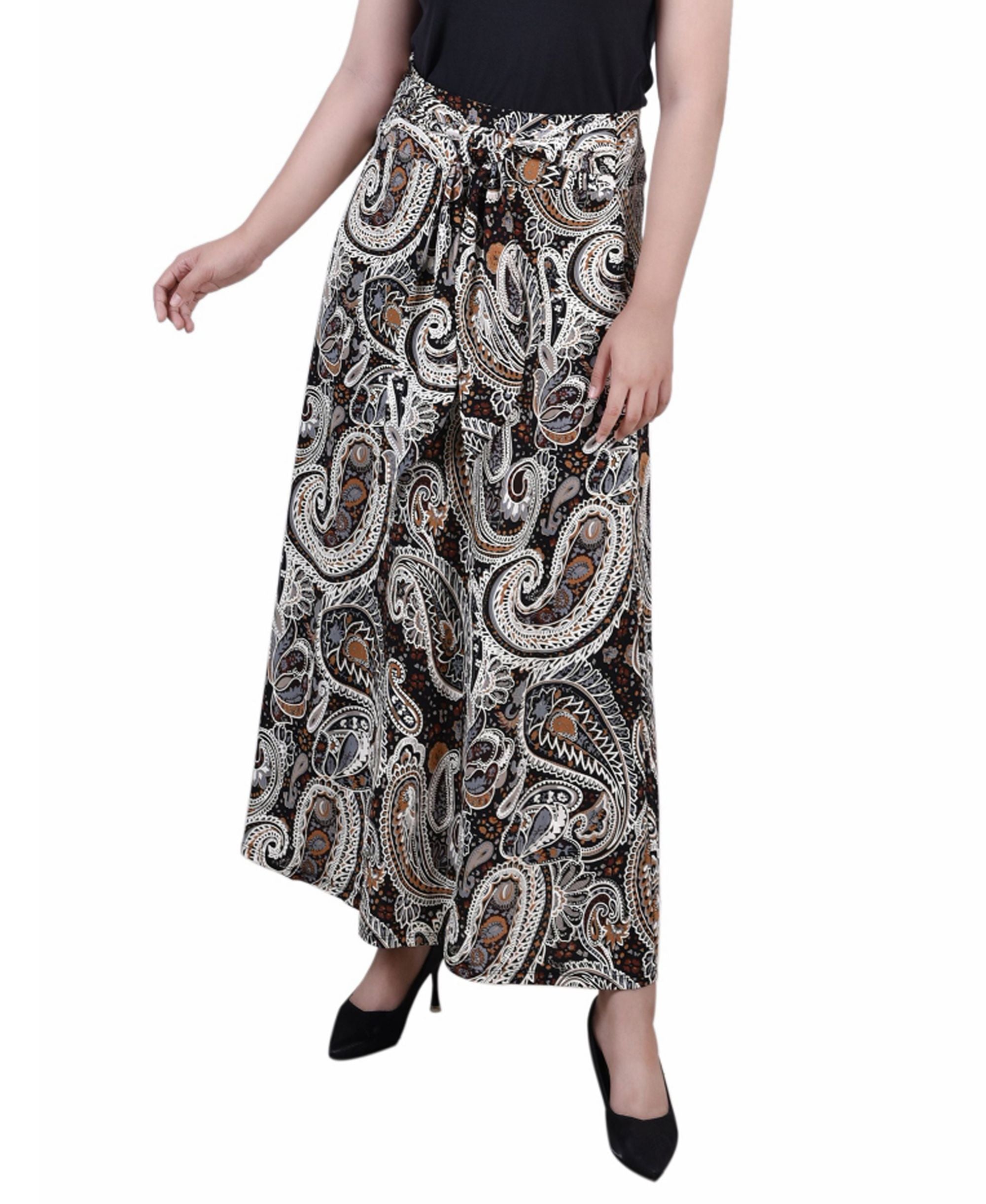 Petite Printed Maxi Skirt with Sash Waist Tie