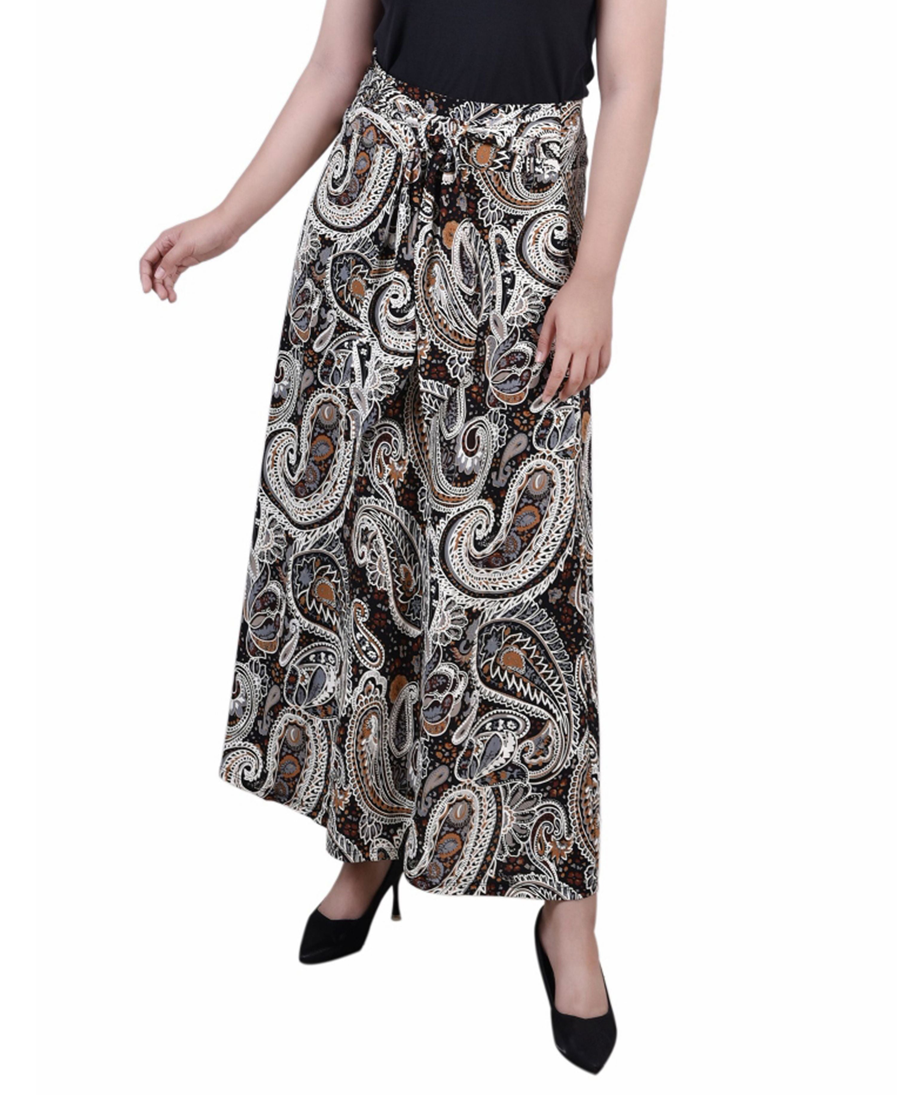 Petite Printed Maxi Skirt with Sash Waist Tie