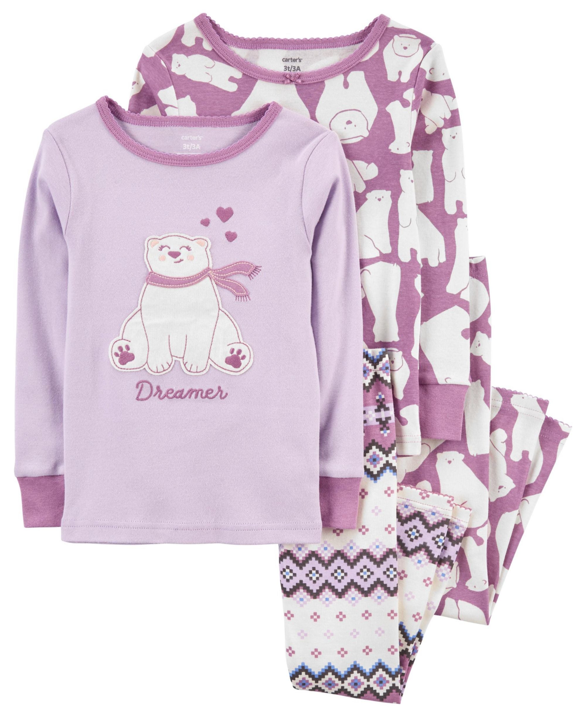 Carters Baby Girls Snug Fit Cotton Pajama 4 Piece Set