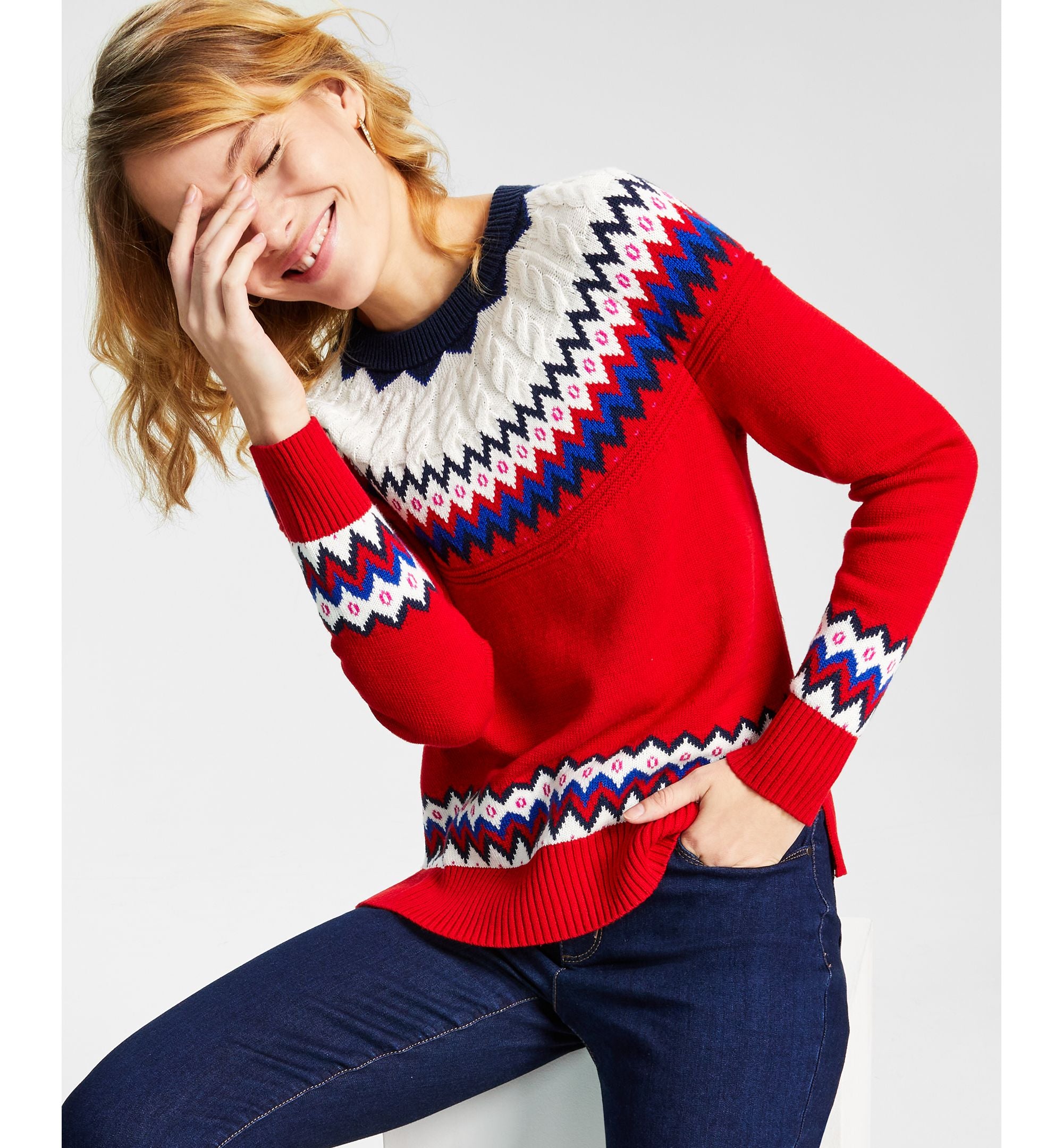 Petite Multicolor Fair Isle Sweater