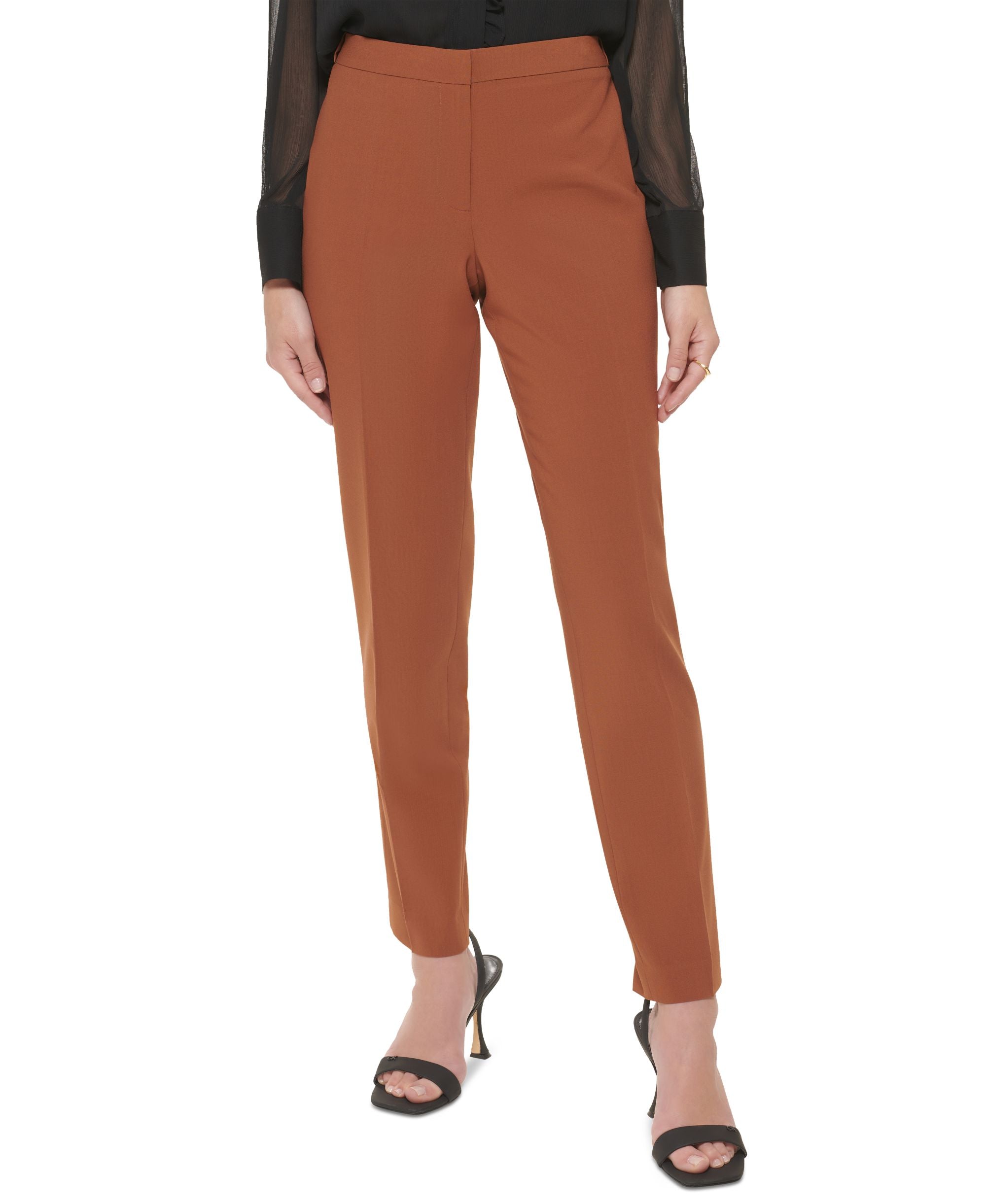 Calvin Klein Petite Mid Rise Straight Leg Anke Pants