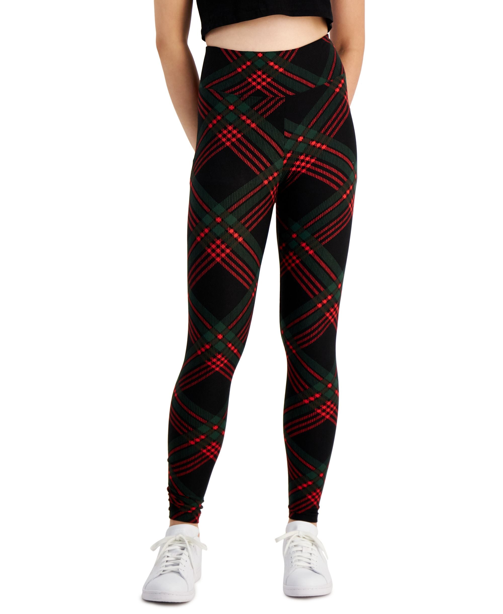 Juniors' Holiday Printed High Rise Leggings