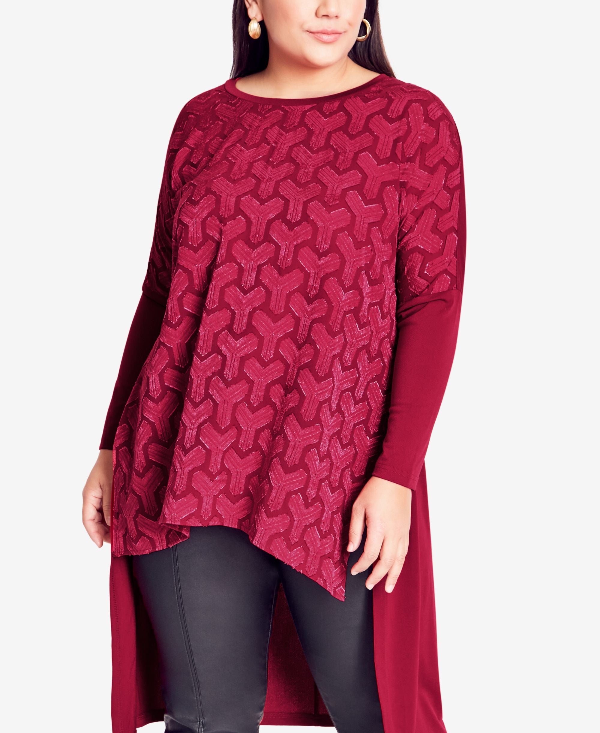 Avenue Plus Size Olivia Jacquard Longline Tunic Top