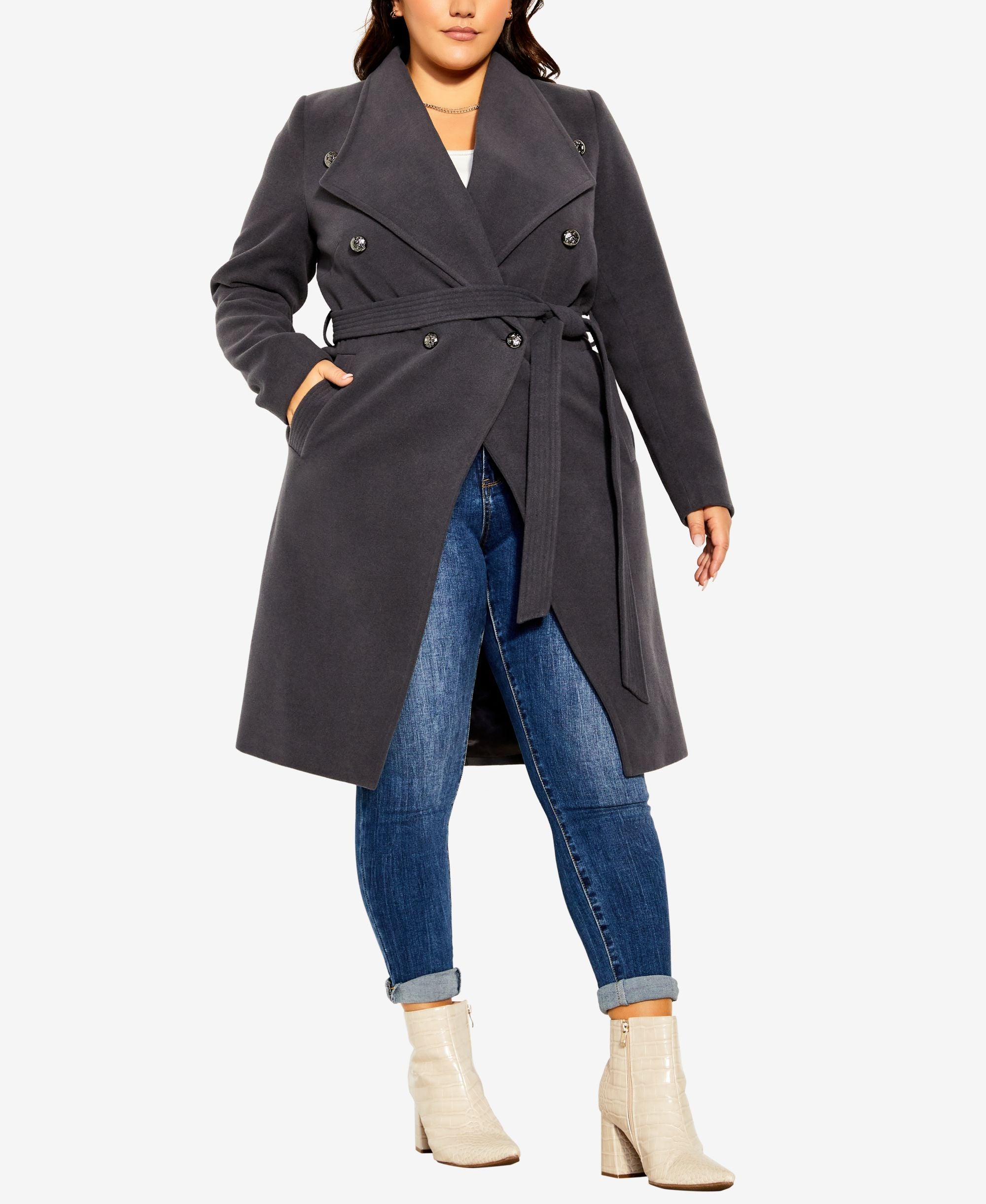 Trendy Plus Size Sassy Military-Inspired Coat