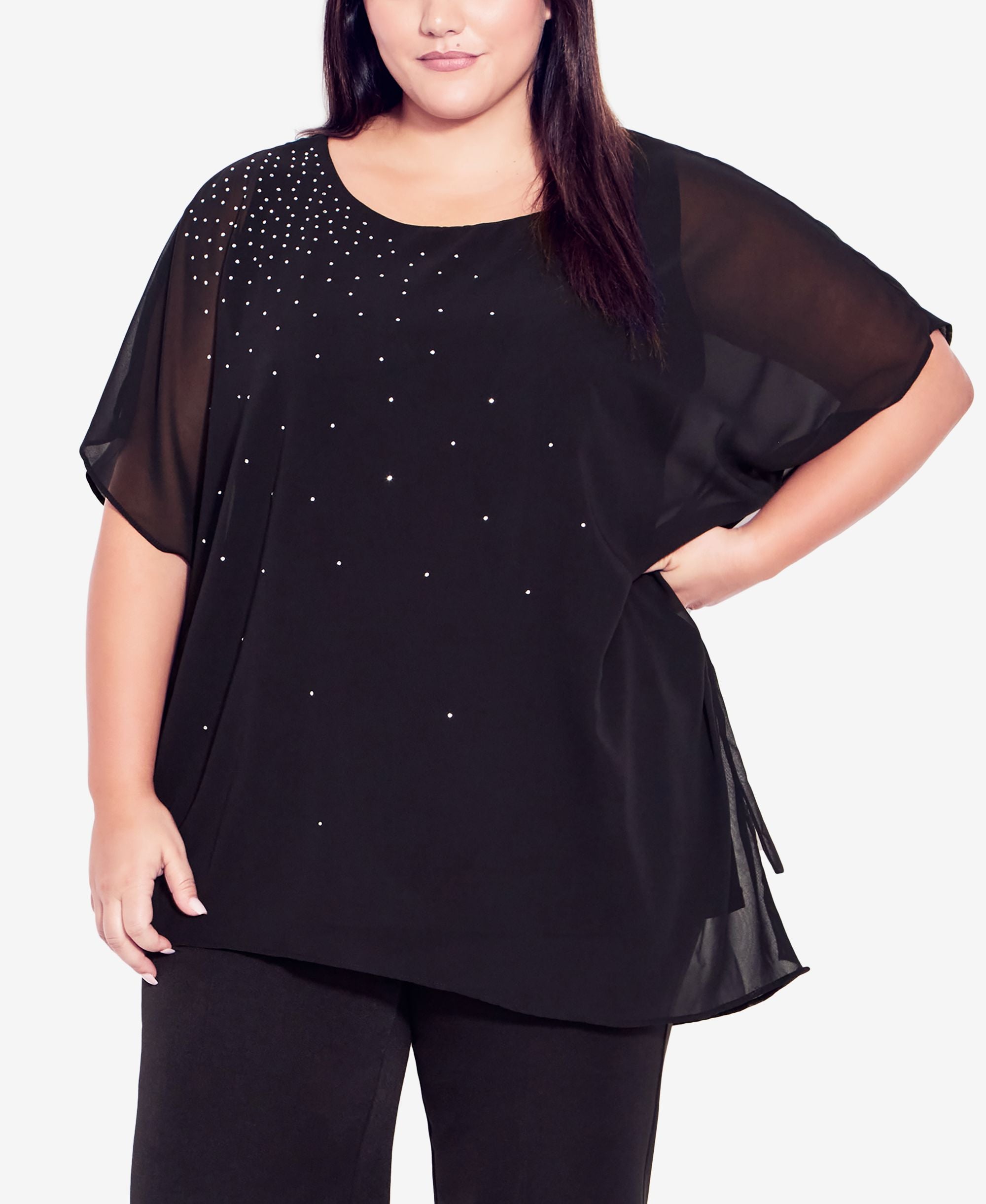 Plus Size Everly Plain Poncho Top