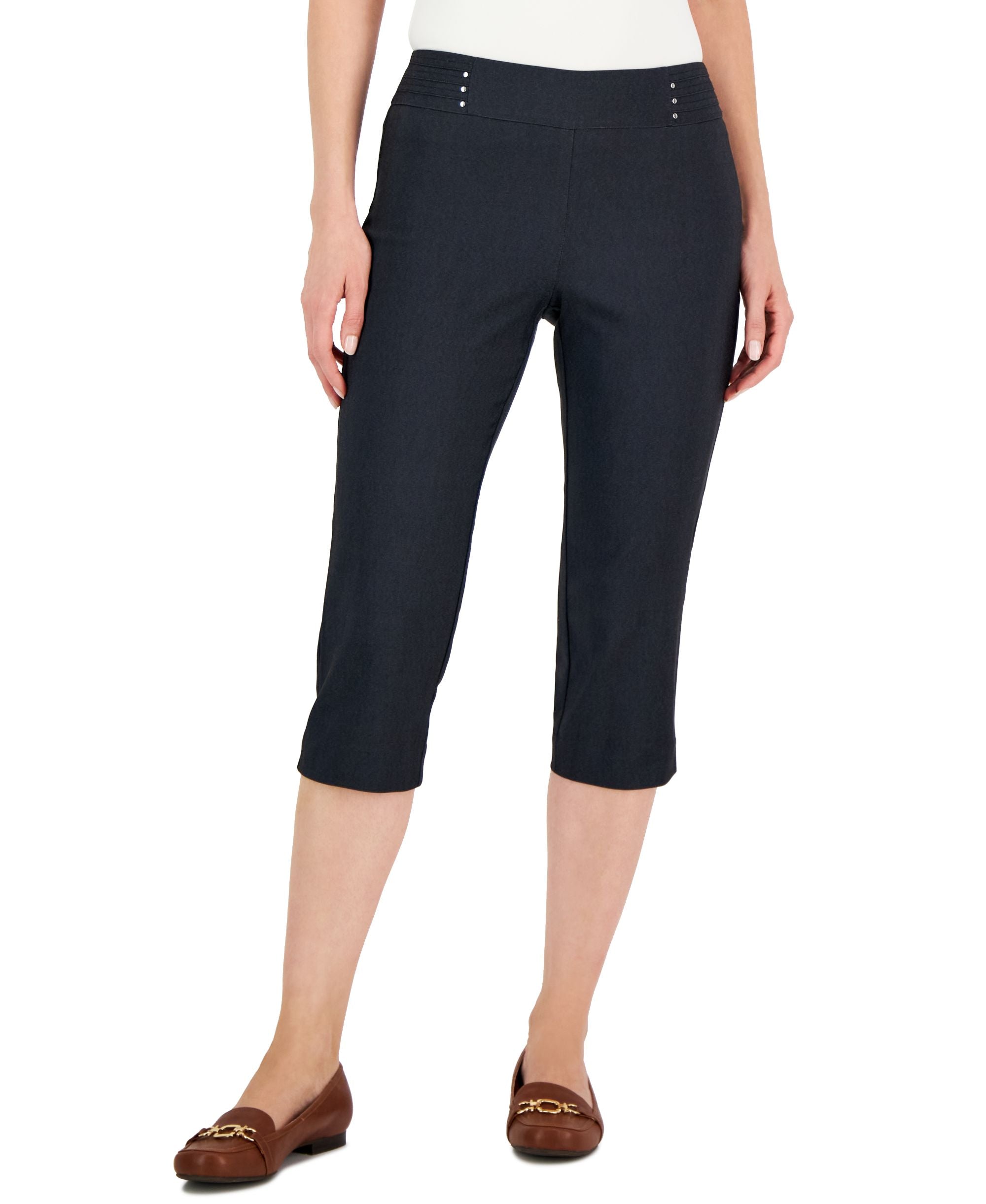 JM Collection Petite Waverly Denim Pull On Capri Pants
