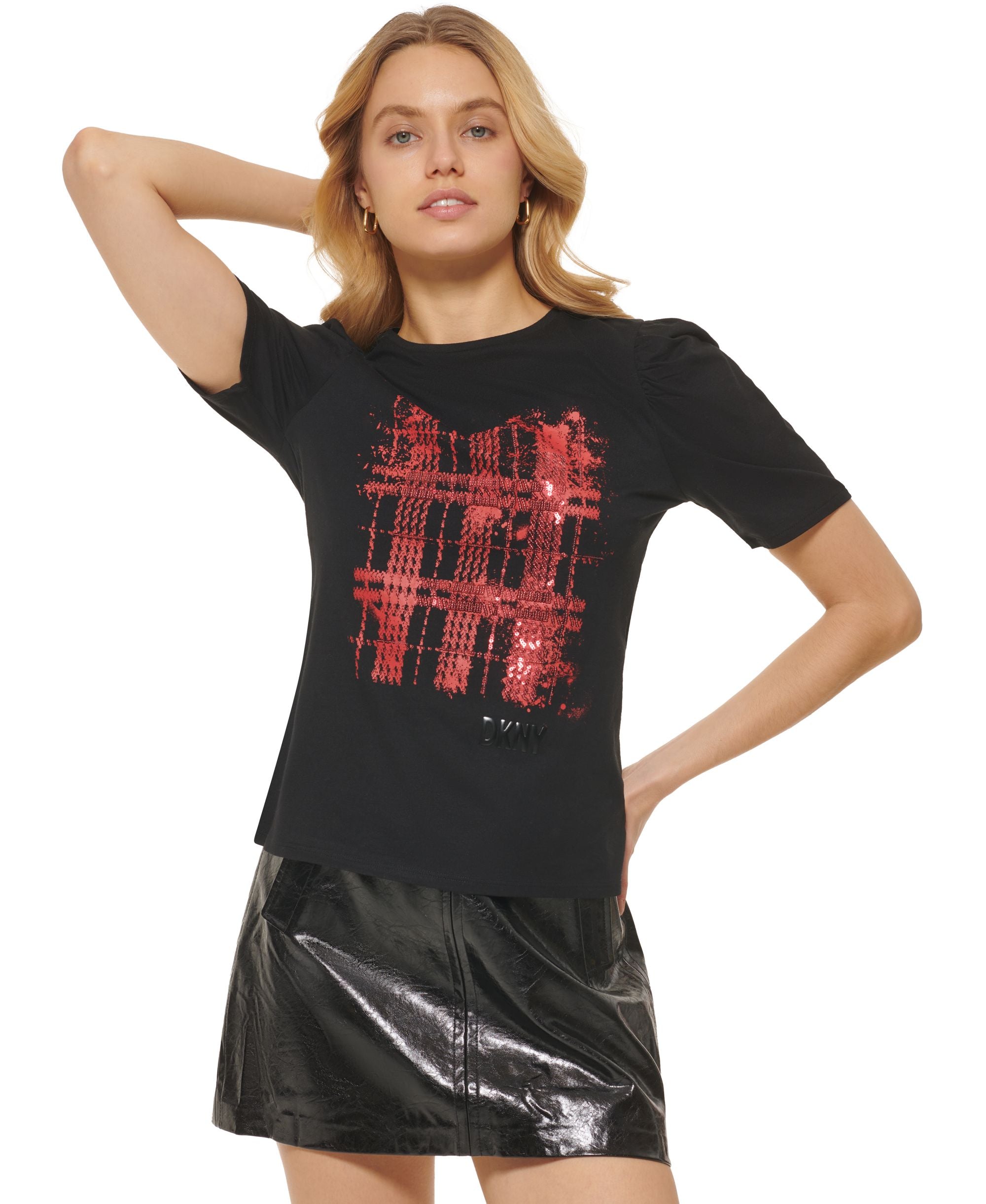 DKNY Sequin Puff Sleeve T-Shirt
