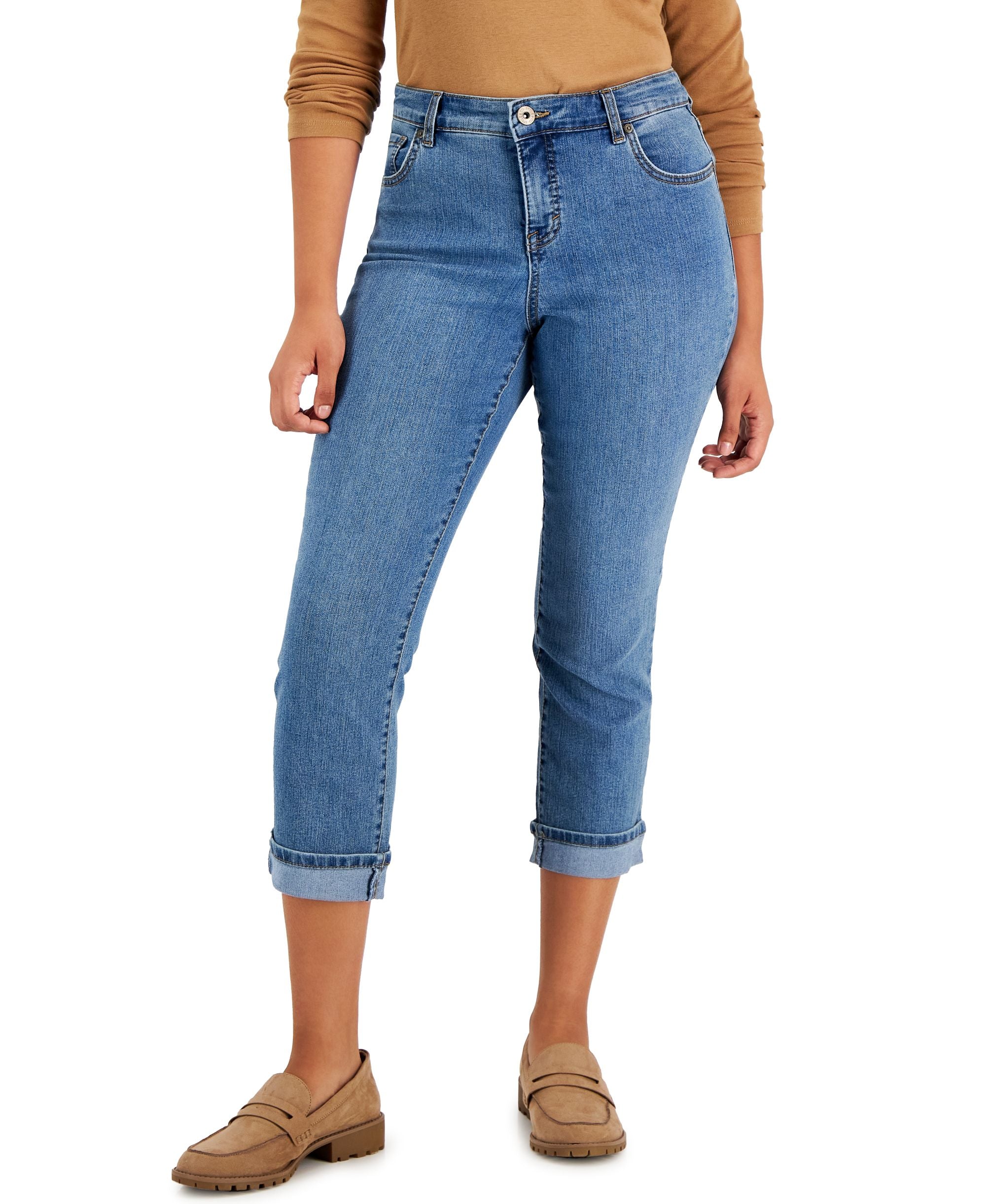 Curvy Cuffed Capri Jeans