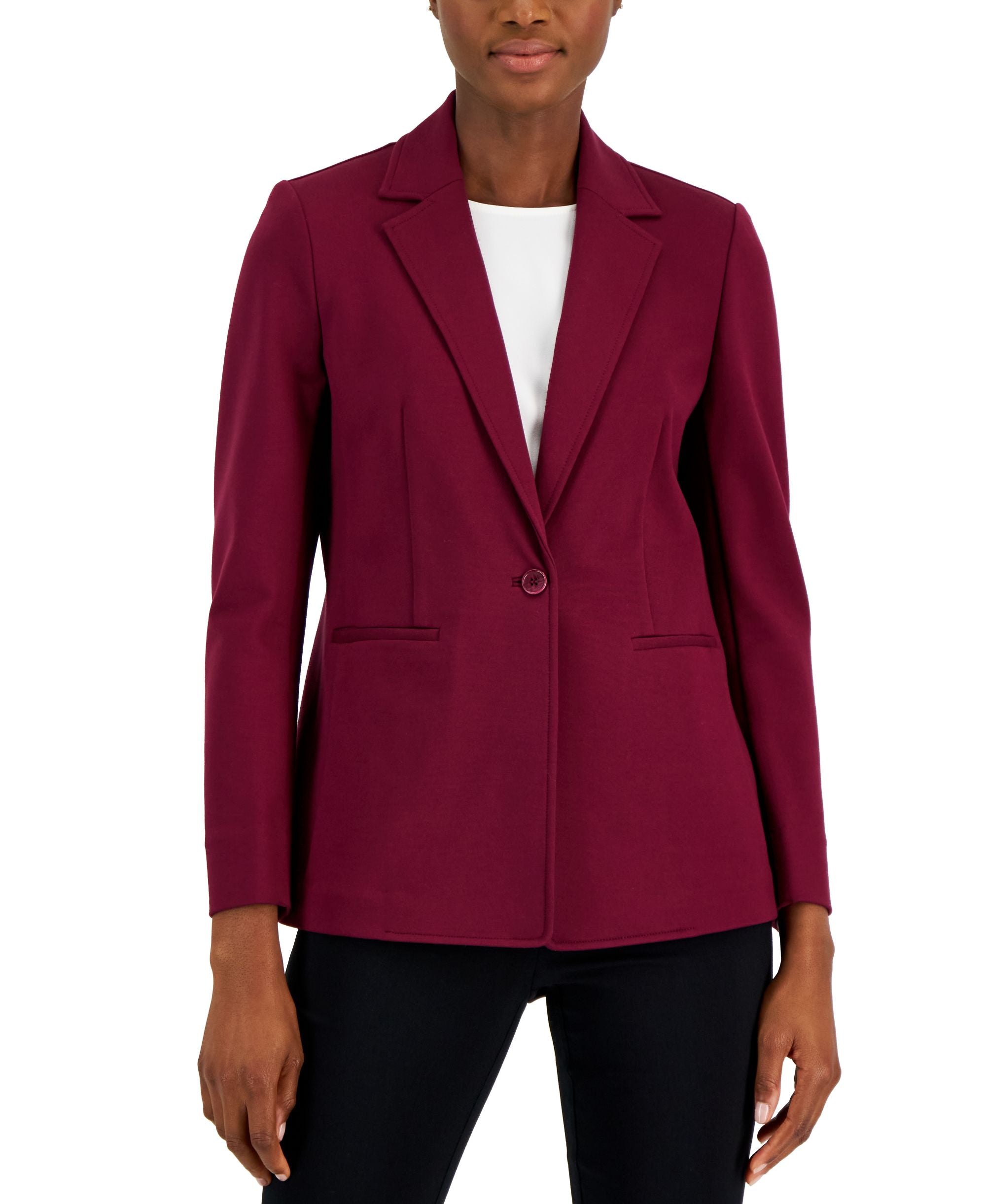 Petite Notched Collar One-Button Blazer