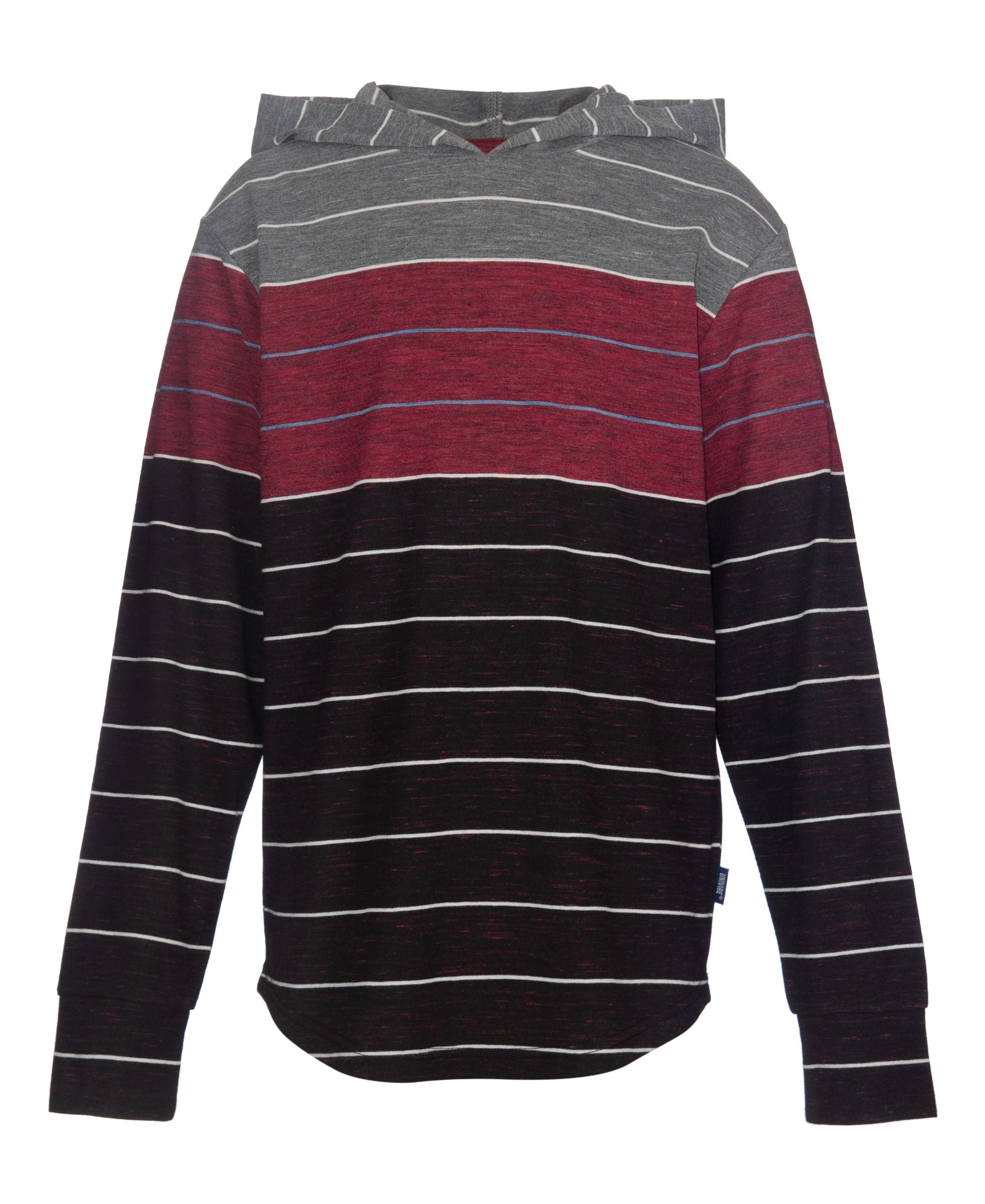 Univibe Big Boys Lowery Striped Jersey Long Sleeve Hood T-Shirt