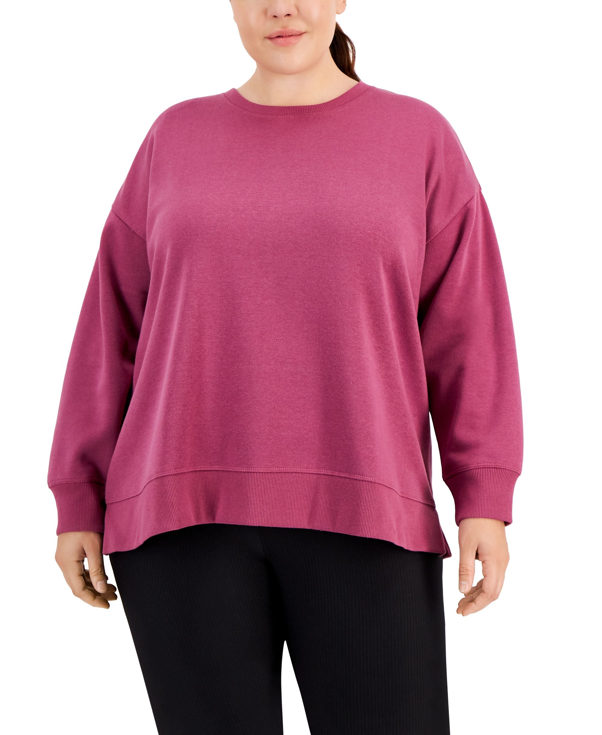ID Ideology Plus Size Solid Crewneck Sweatshirt