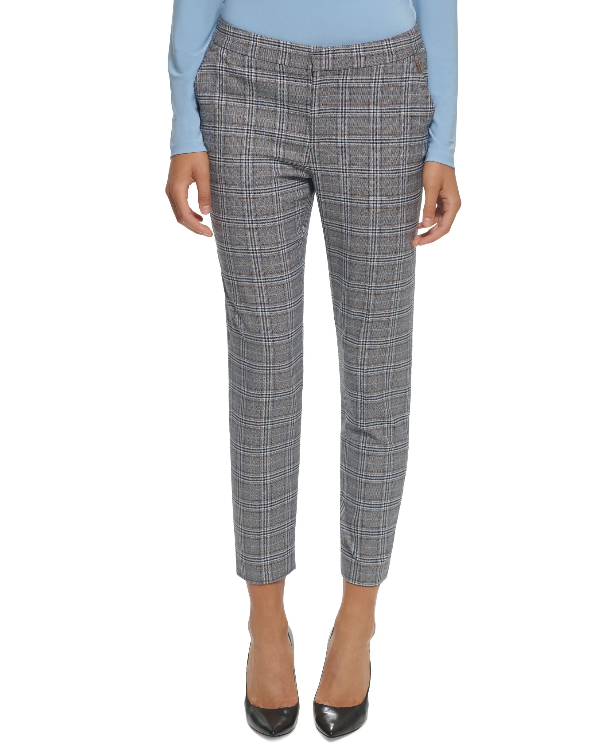 Women's Plaid Straight-Leg Ankle Pants