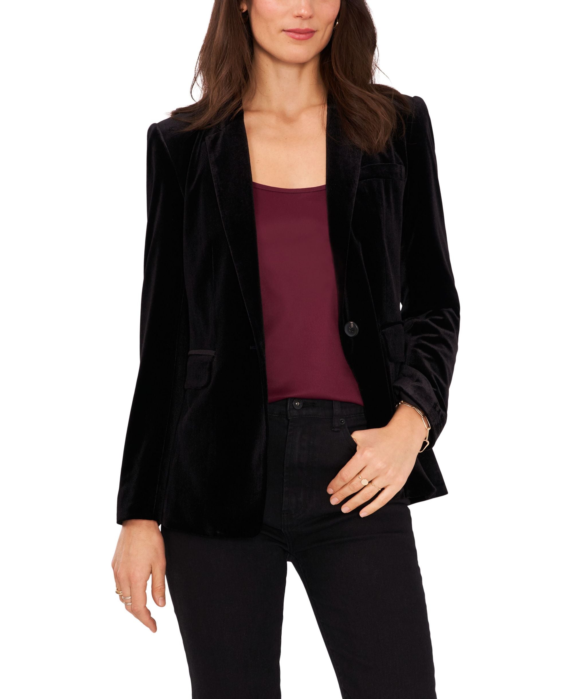 Women's Classic Velvet One Button Blazer