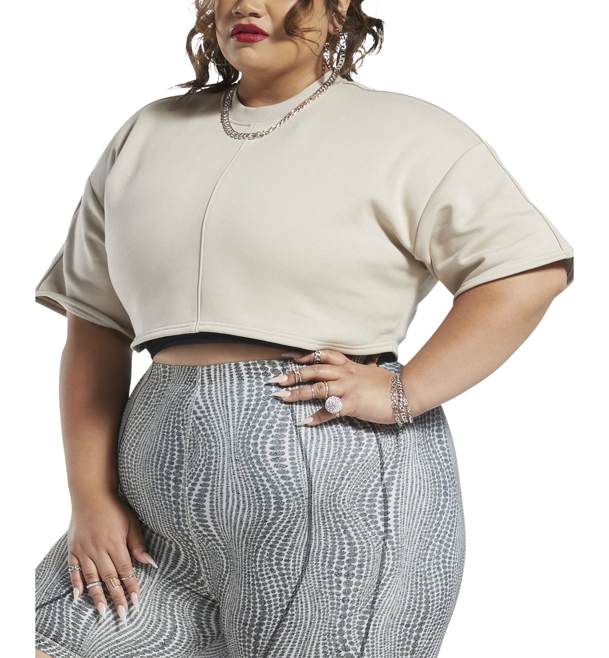 Reebok X Cardi B Plus Size Cropped T Sweatshirt