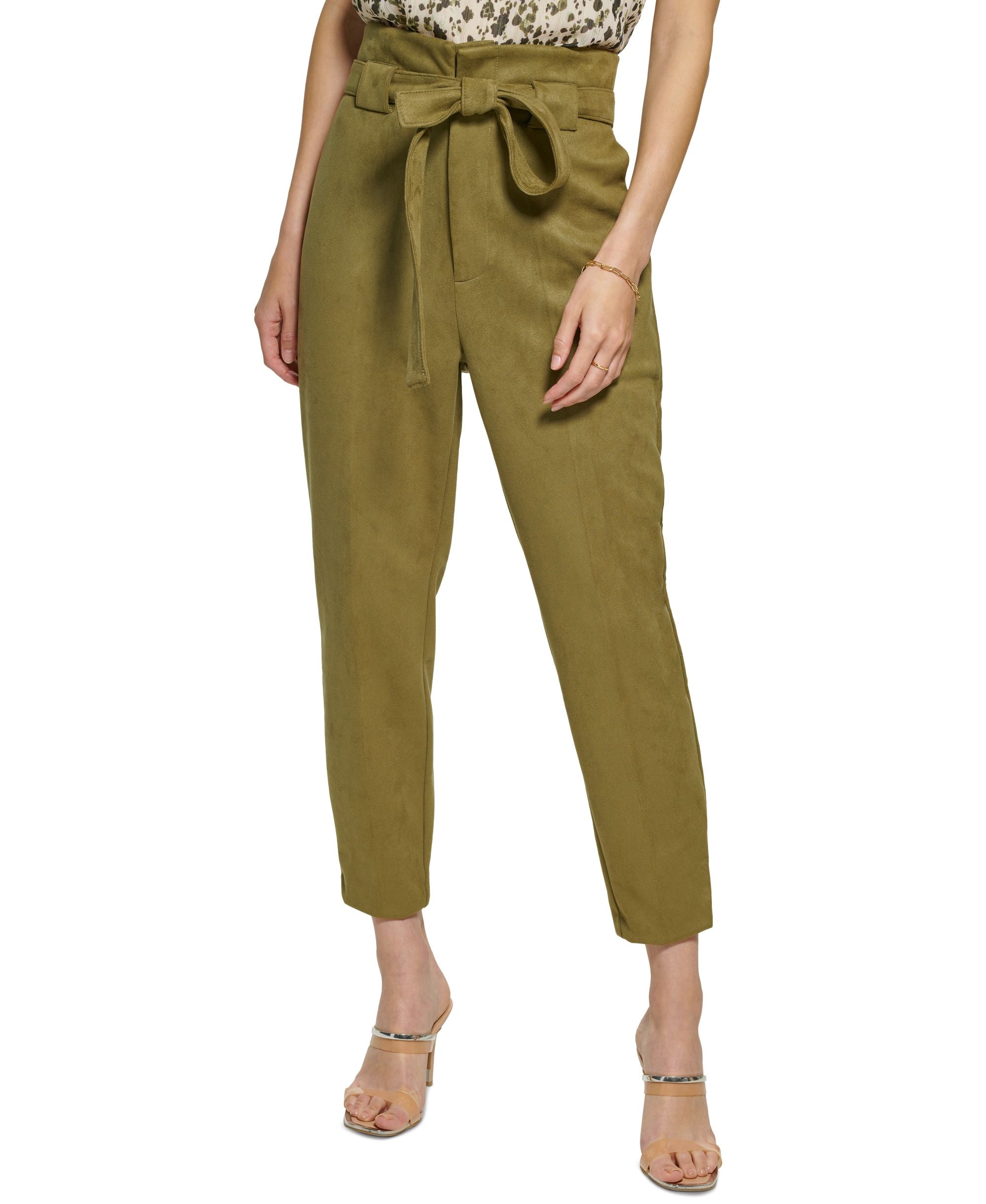 Women's Faux-Suede Tie-Front High-Waisted Pants