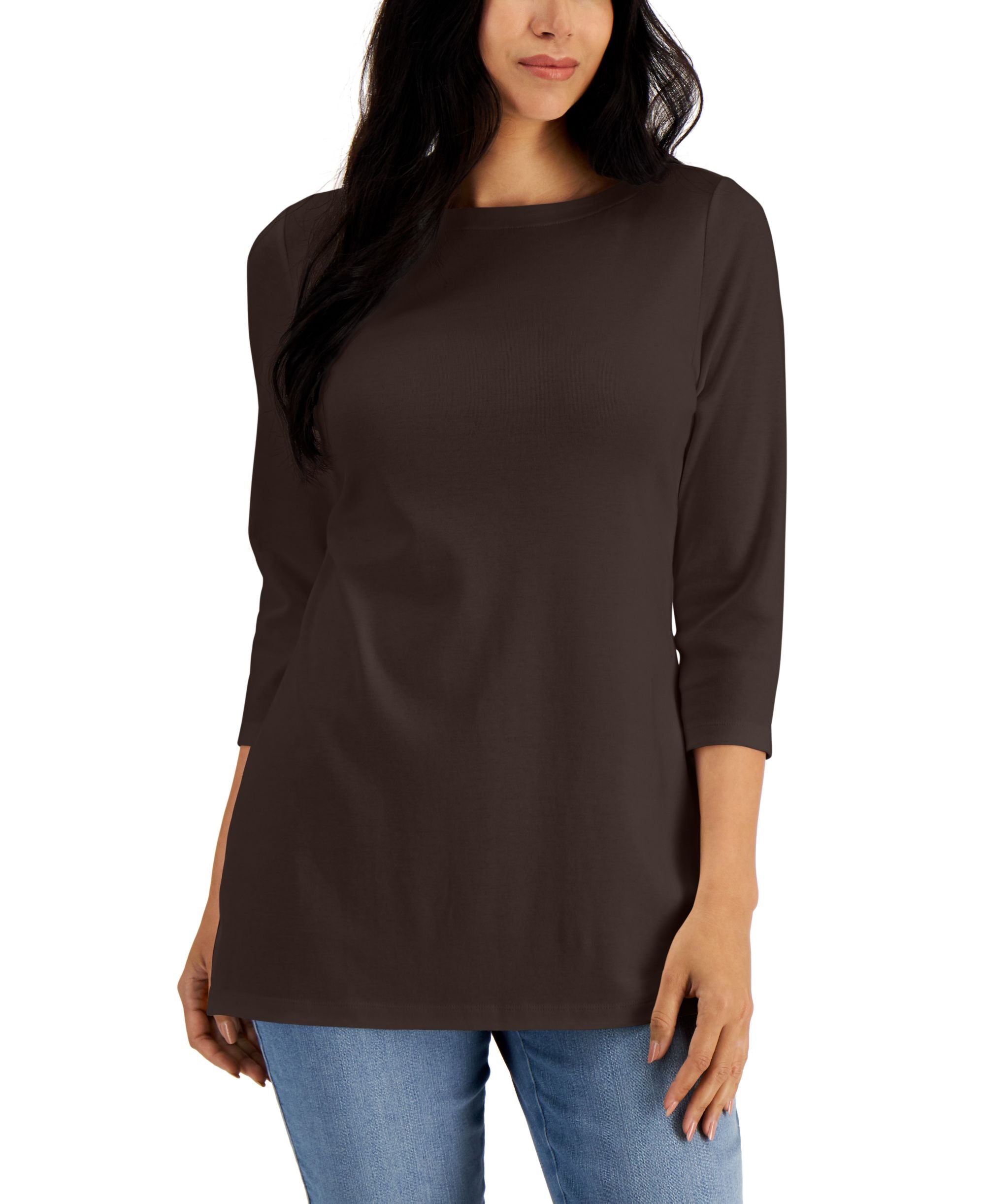 Boat-Neck 3/4-Sleeve Top